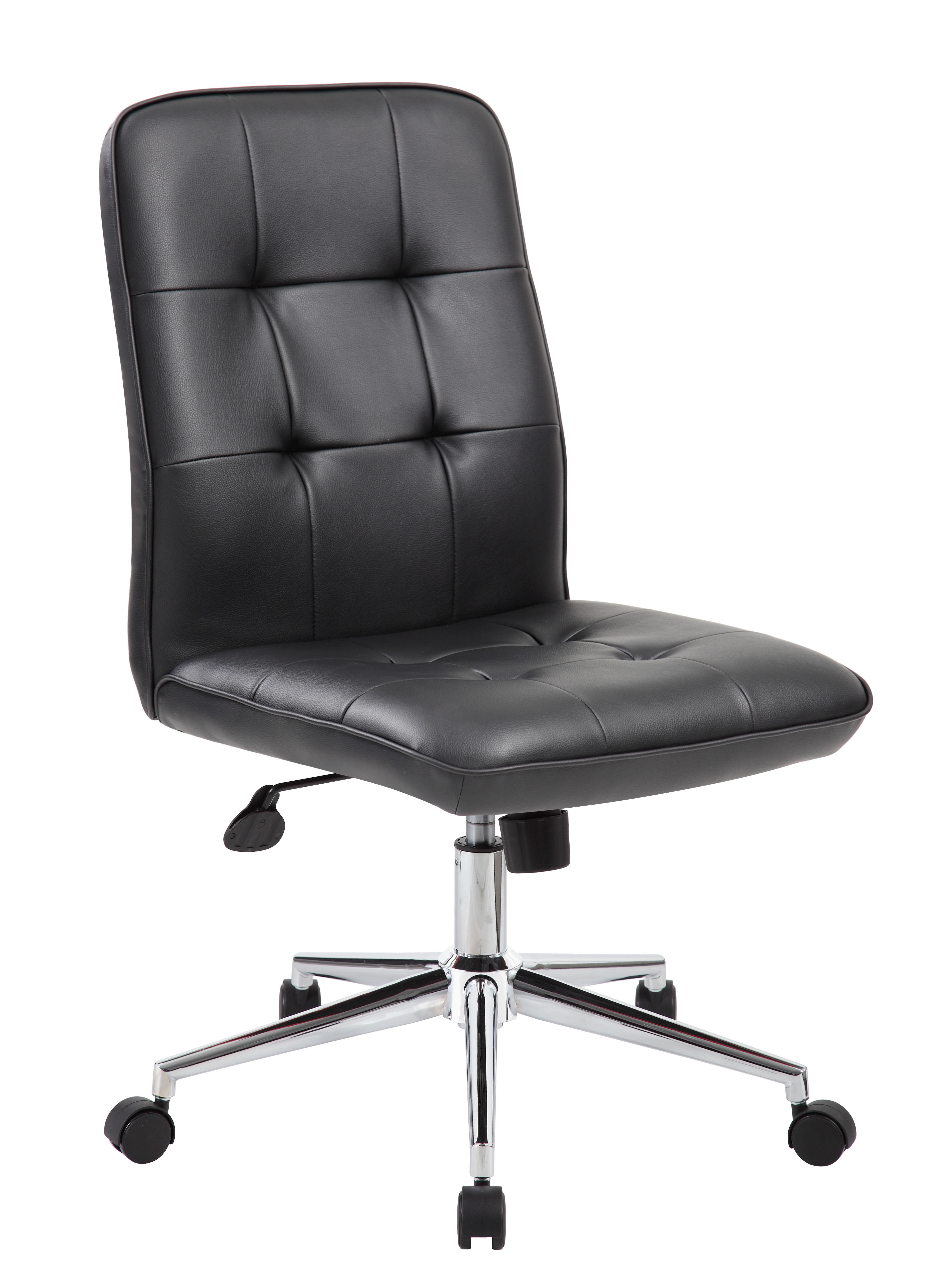 Boss Office Products Modern Faux Leather Tufted Ergonomic Office Swivel Chair, Black