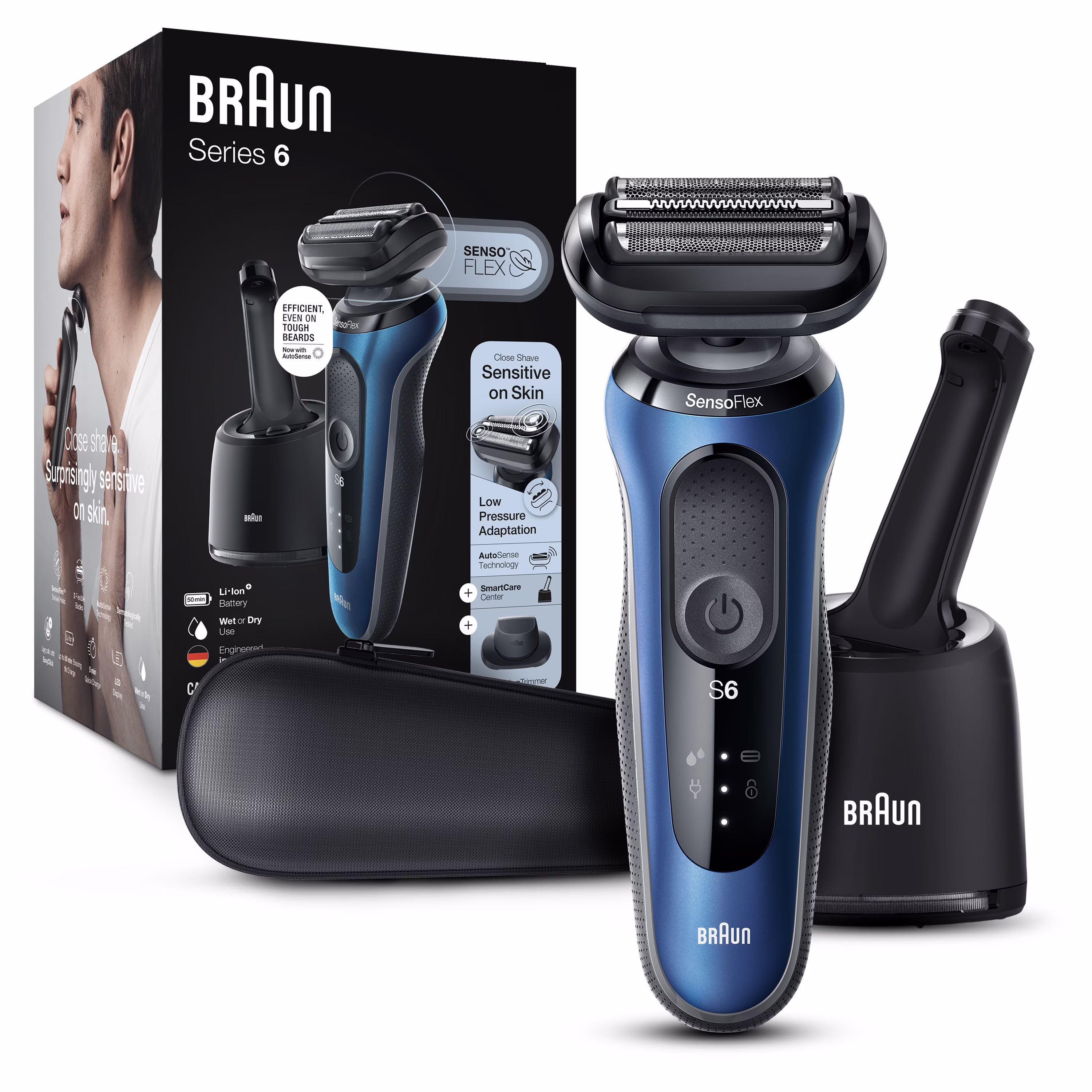 Braun Series 6 6072cc Men's Electric Shaver with Precision Trimmer, Blue