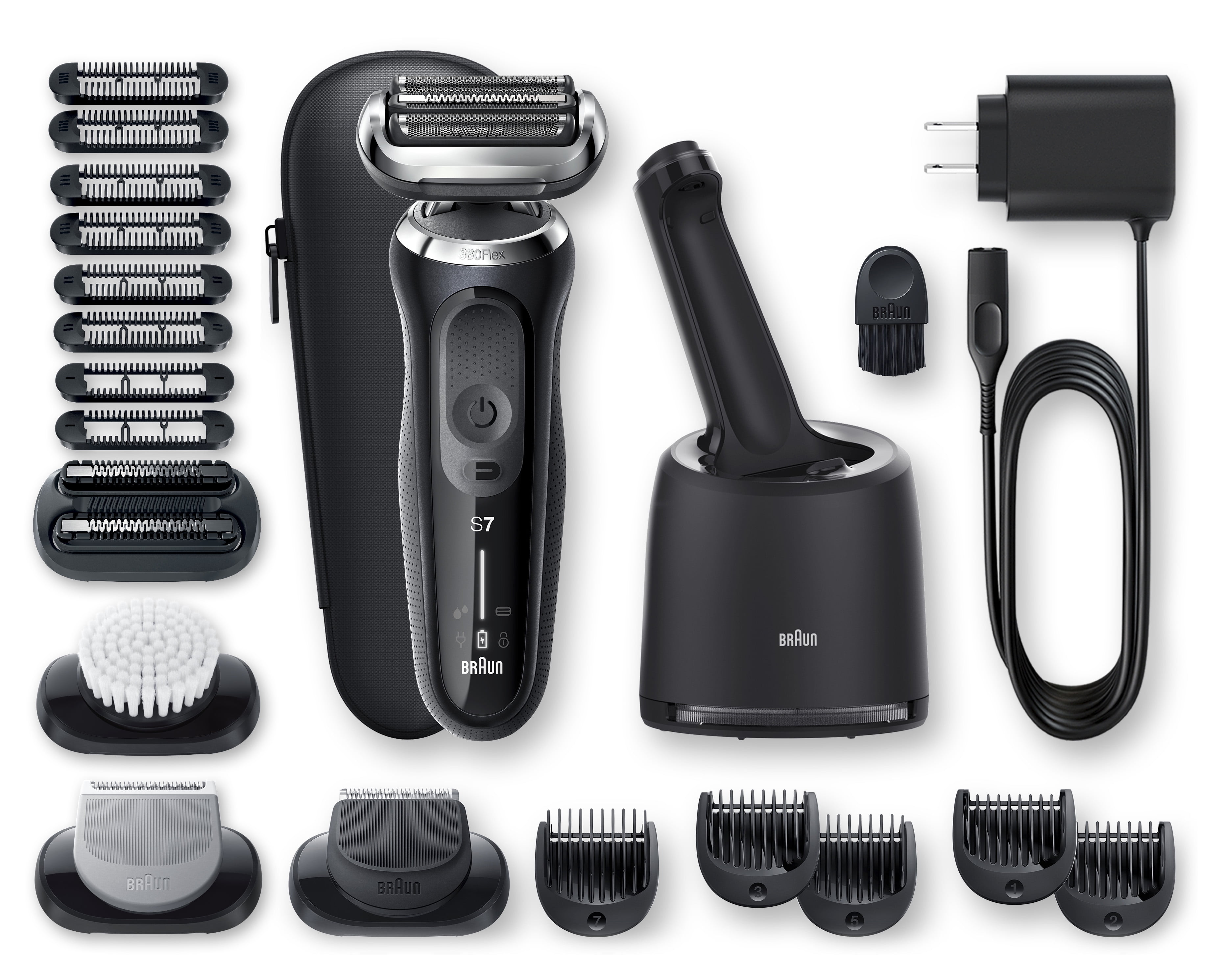 Braun Series 7 7091cc Flex Electric Shaver with AutoSense, 360° Adaptation, Black