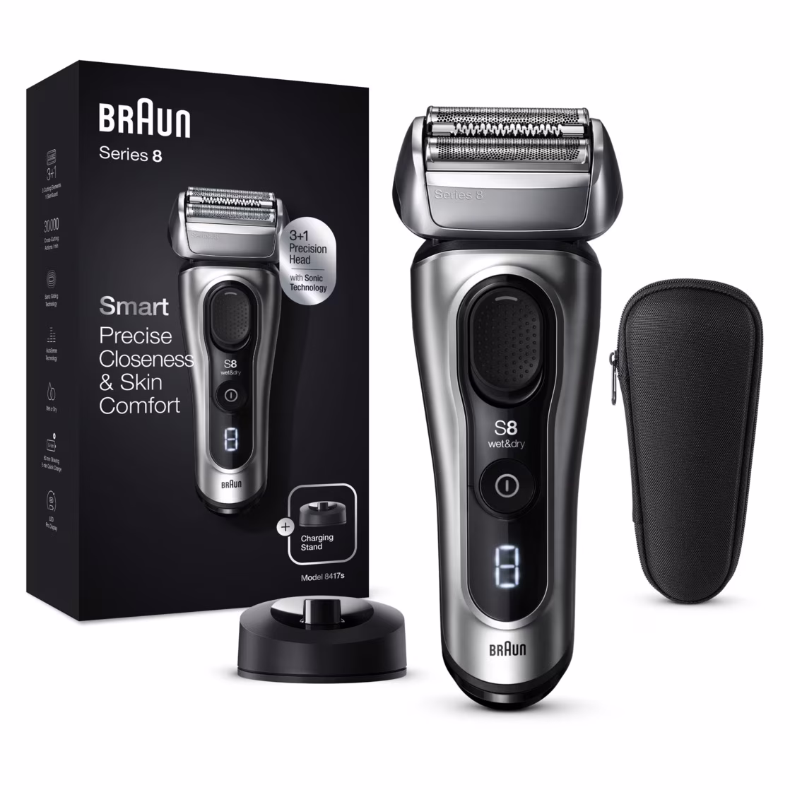 Braun Series 8 8417s Rechargeable Wet Dry Men's Electric Shaver with Beard Trimmer