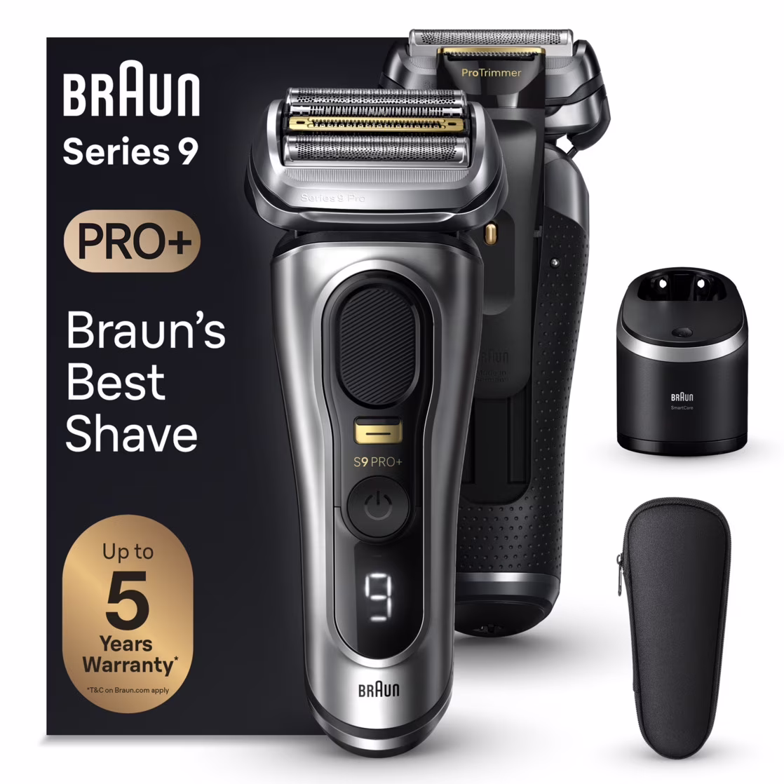 Braun Series 9 PRO+ Electric Shaver, 6in1 SmartCare Center & Travel Case, 9567cc Silver