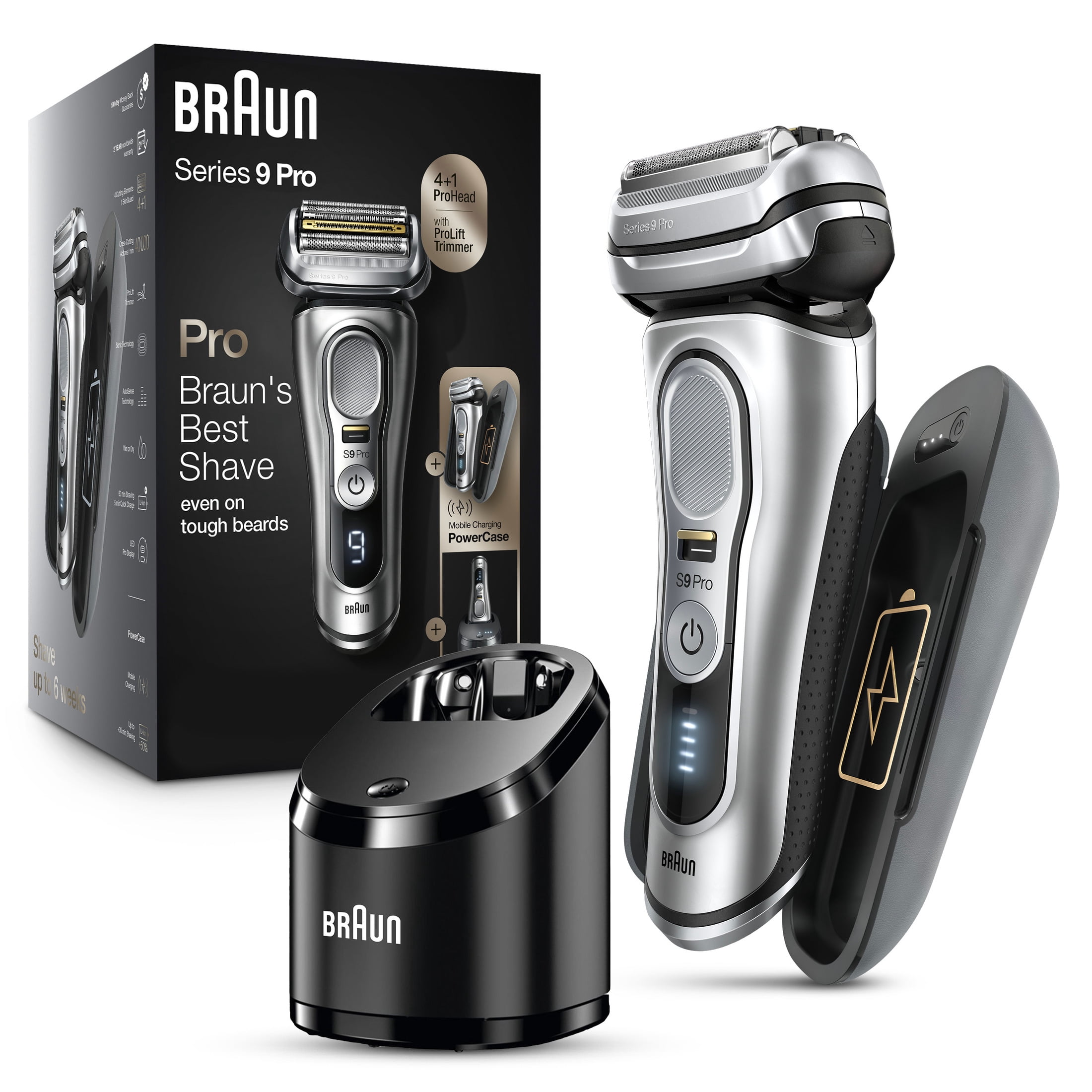 Braun Series 9 Pro Electric Razor for Men with PowerCase, Clean Station, Rechargeable Wet Dry Shaver, 9477cc