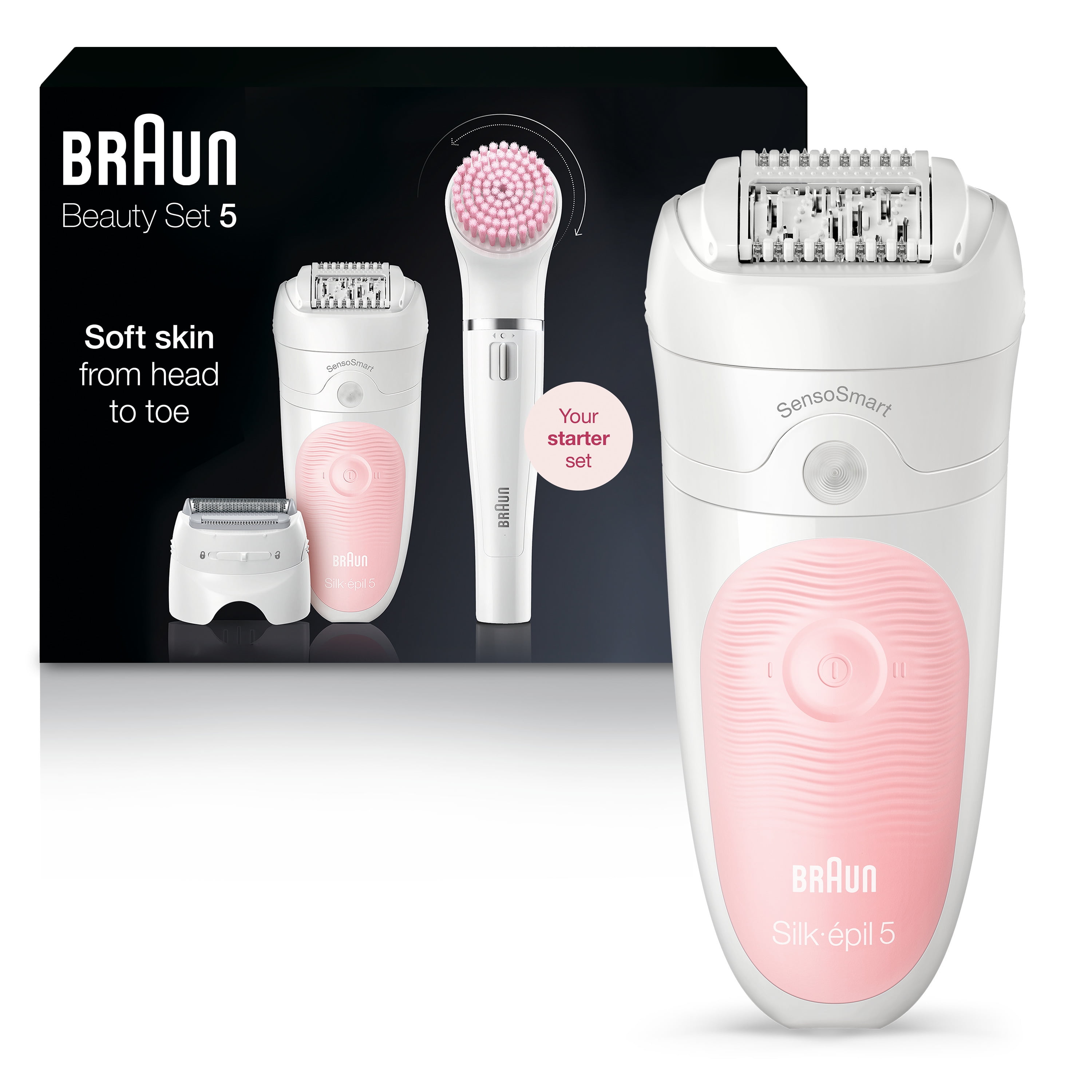 Braun Silk-epil Beauty Set 5 5-895 Starter 5-in-1 Cordless Wet & Dry Hair Removal - Epilator, Shaver, Cleansing & Exfoliation Kit for Face & Body