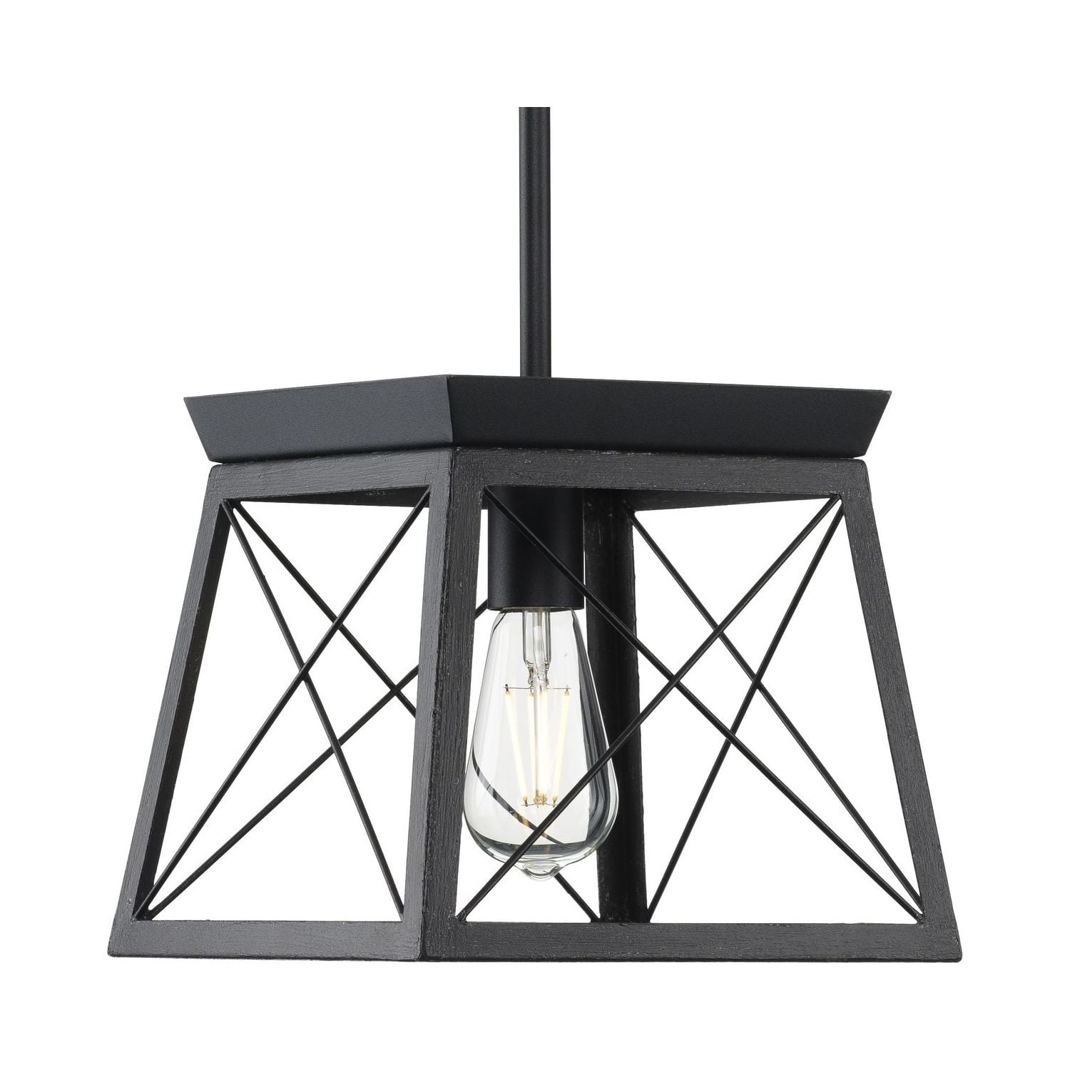 Briarwood Collection One-Light Textured and Cerused Black Farmhouse Style Hanging Mini-Pendant Light