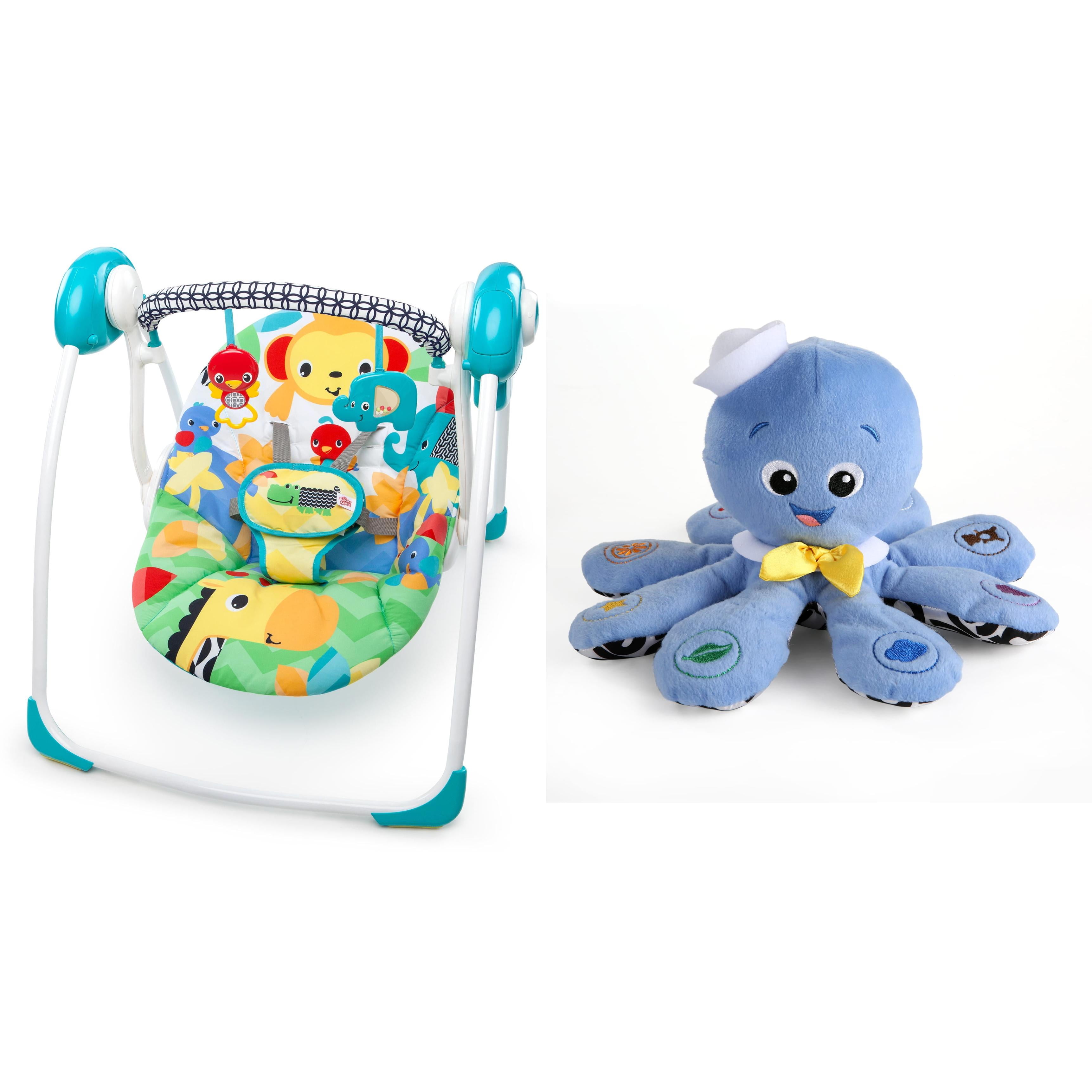 Bright Starts Safari Smiles Portable Swing with BONUS Octoplush Toy