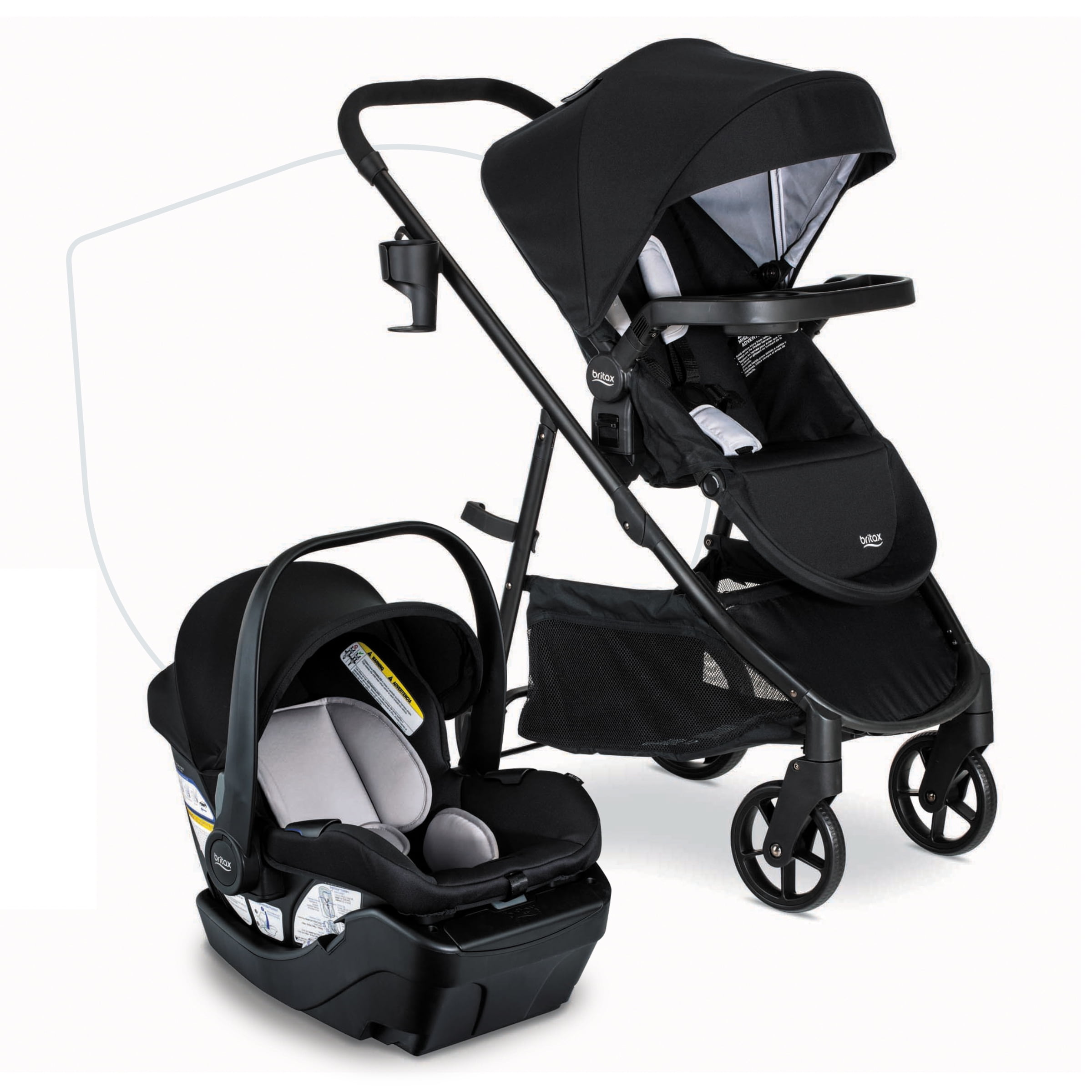 Britax Willow Brook Baby Travel System, Infant Car Seat and Stroller Combo, Onyx Glacier