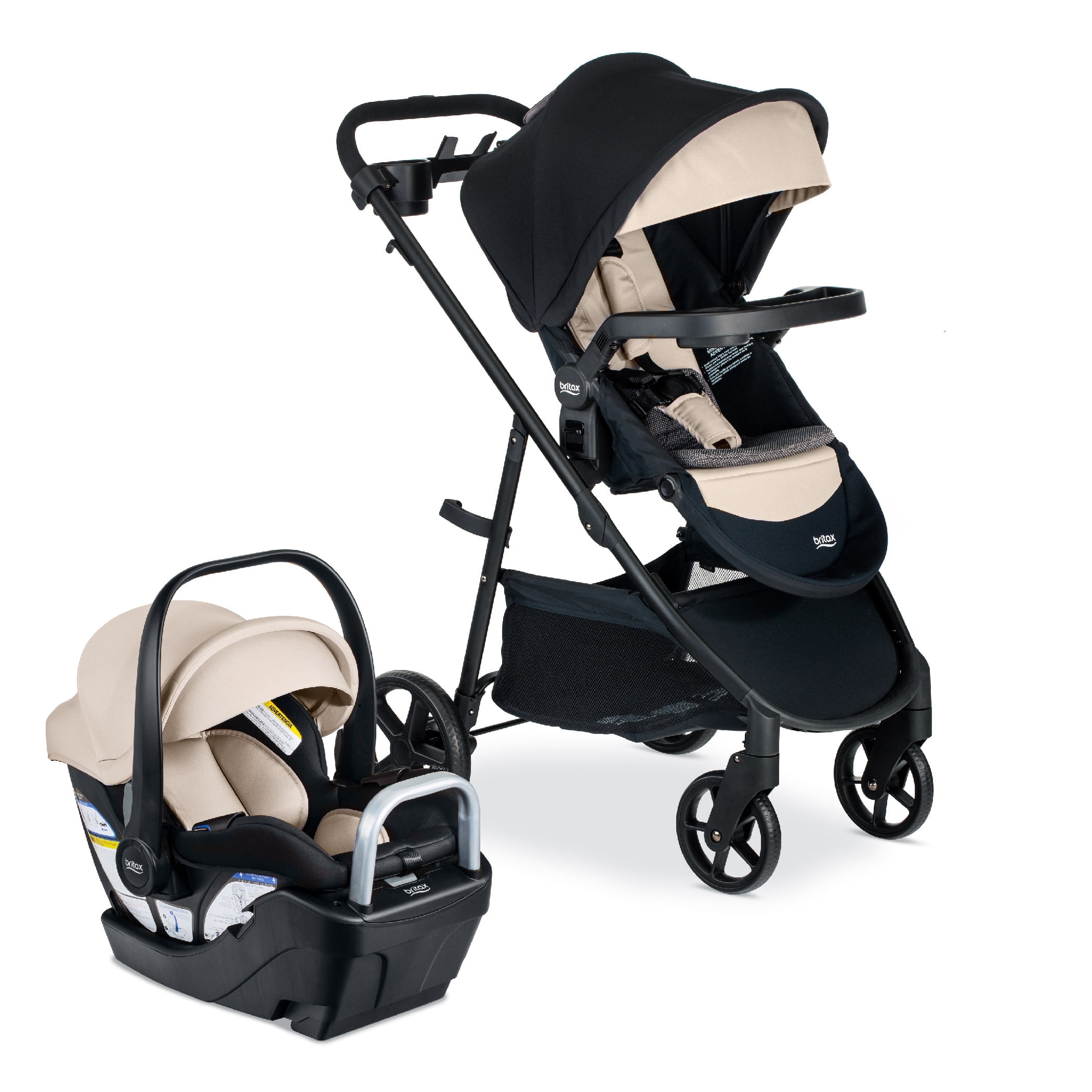 Britax Willow Brook S+ Baby Travel System, Infant Car Seat and Stroller Combo, Sand Onyx