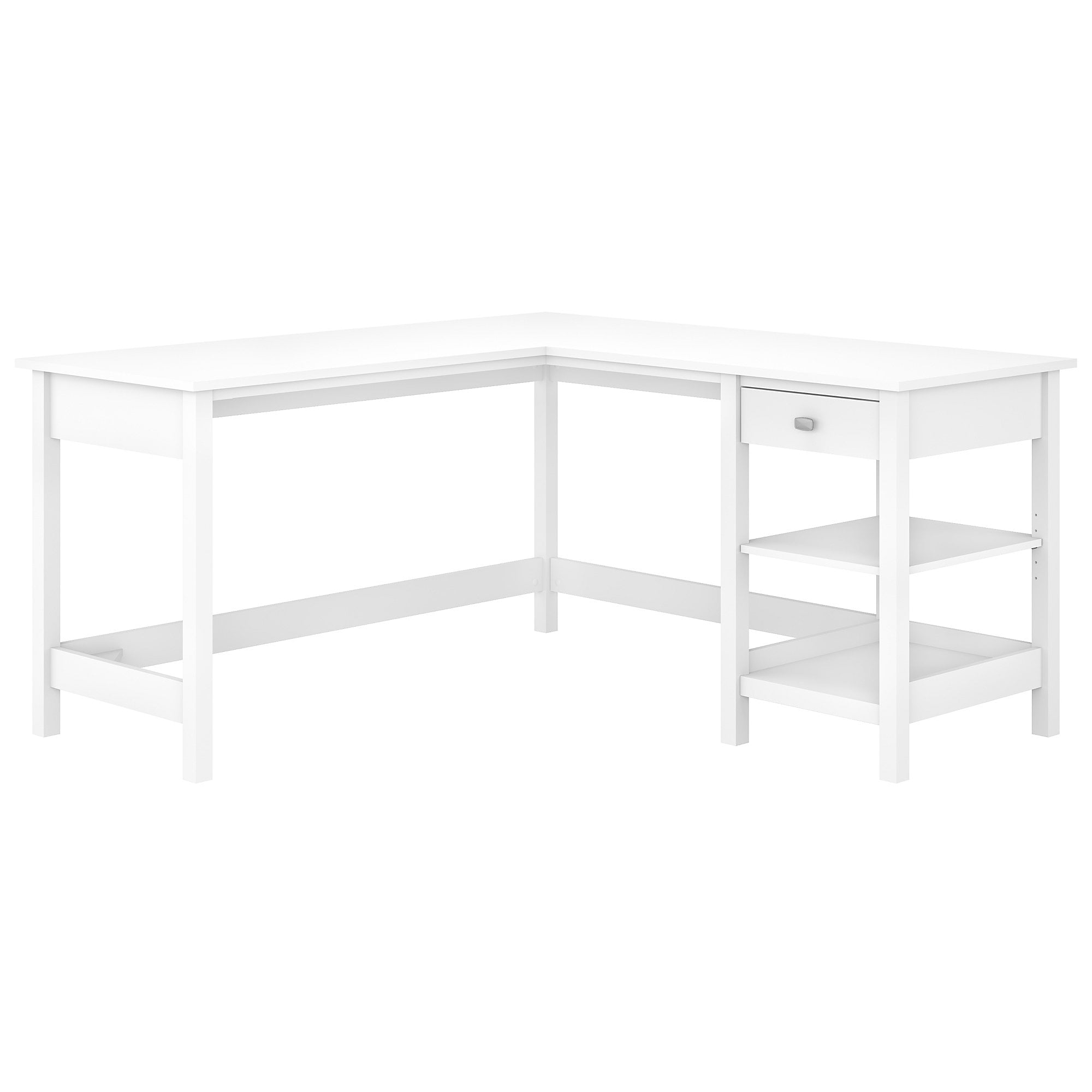 Broadview 60W L Shaped Computer Desk with Storage Drawer in White