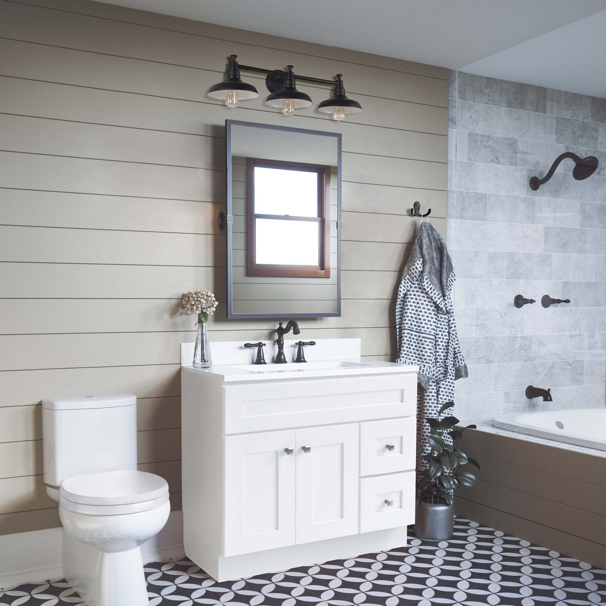 Design House Brookings 36" Ready to Assemble Solid Wood Bathroom Vanity Cabinet, Sherwin Williams® White