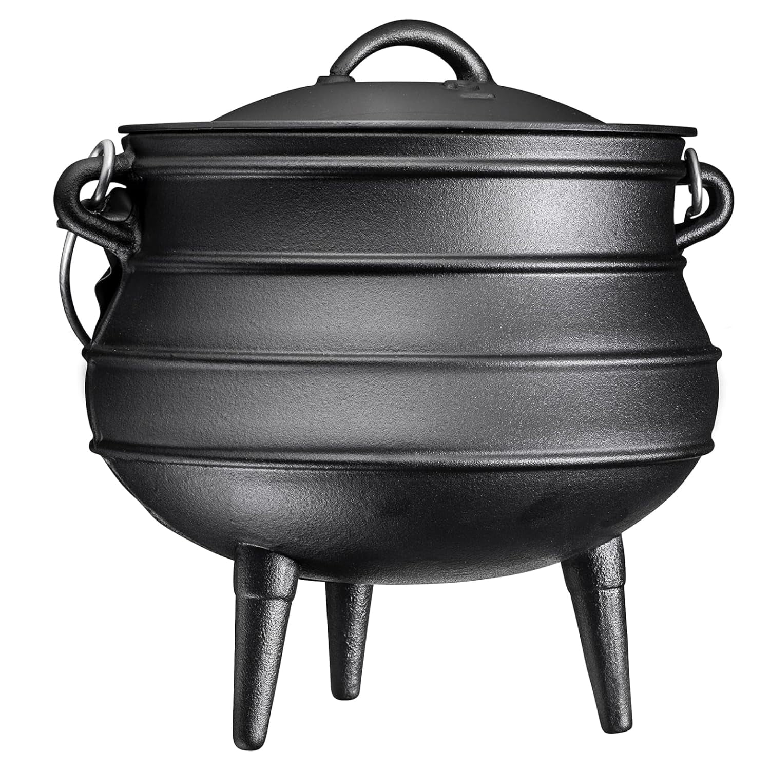 Bruntmor Pre-Seasoned Cast Iron Cauldron - Bruntmor African Potjie Pot with Lid - 3 Legs for Even Heat Distribution - Camping Dutch Oven Cookware for Over-the-Fire Cooking - 10 Quarts, X-Large