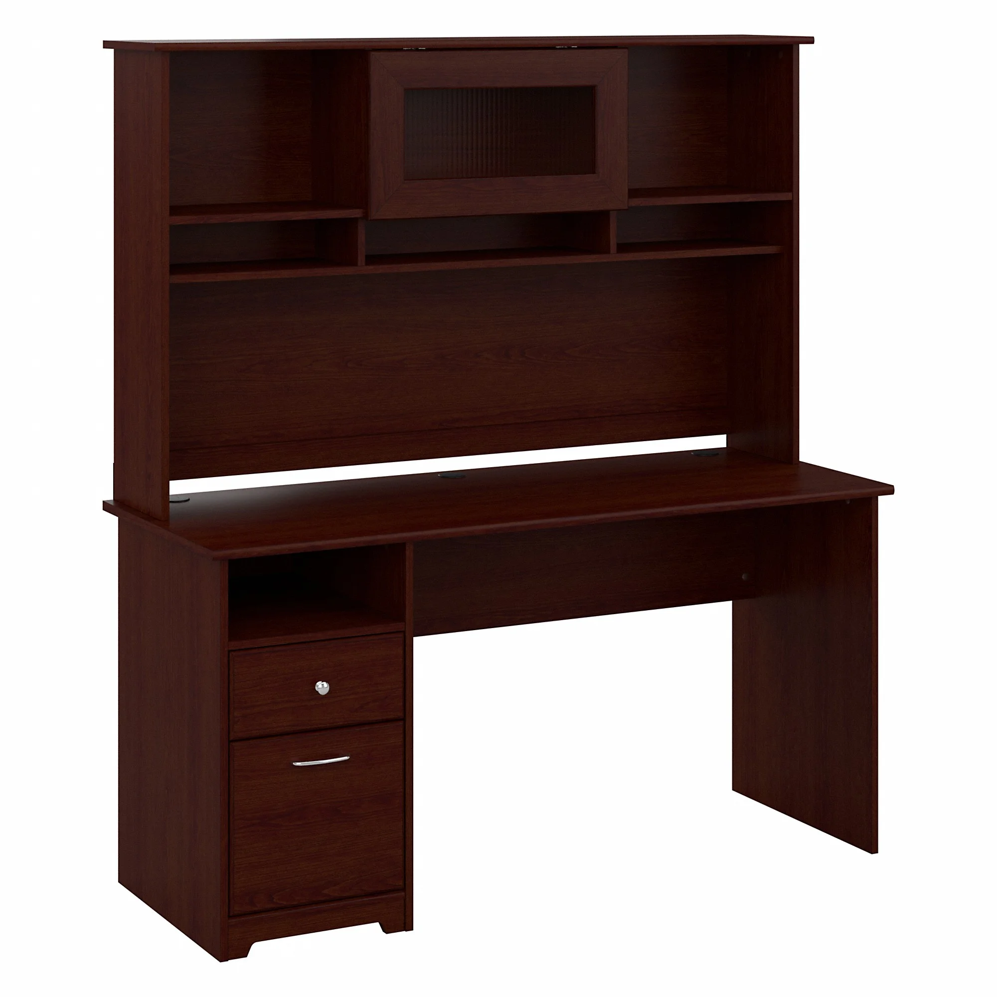 Bush Furniture Cabot 60" Computer Desk and Hutch, Harvest Cherry