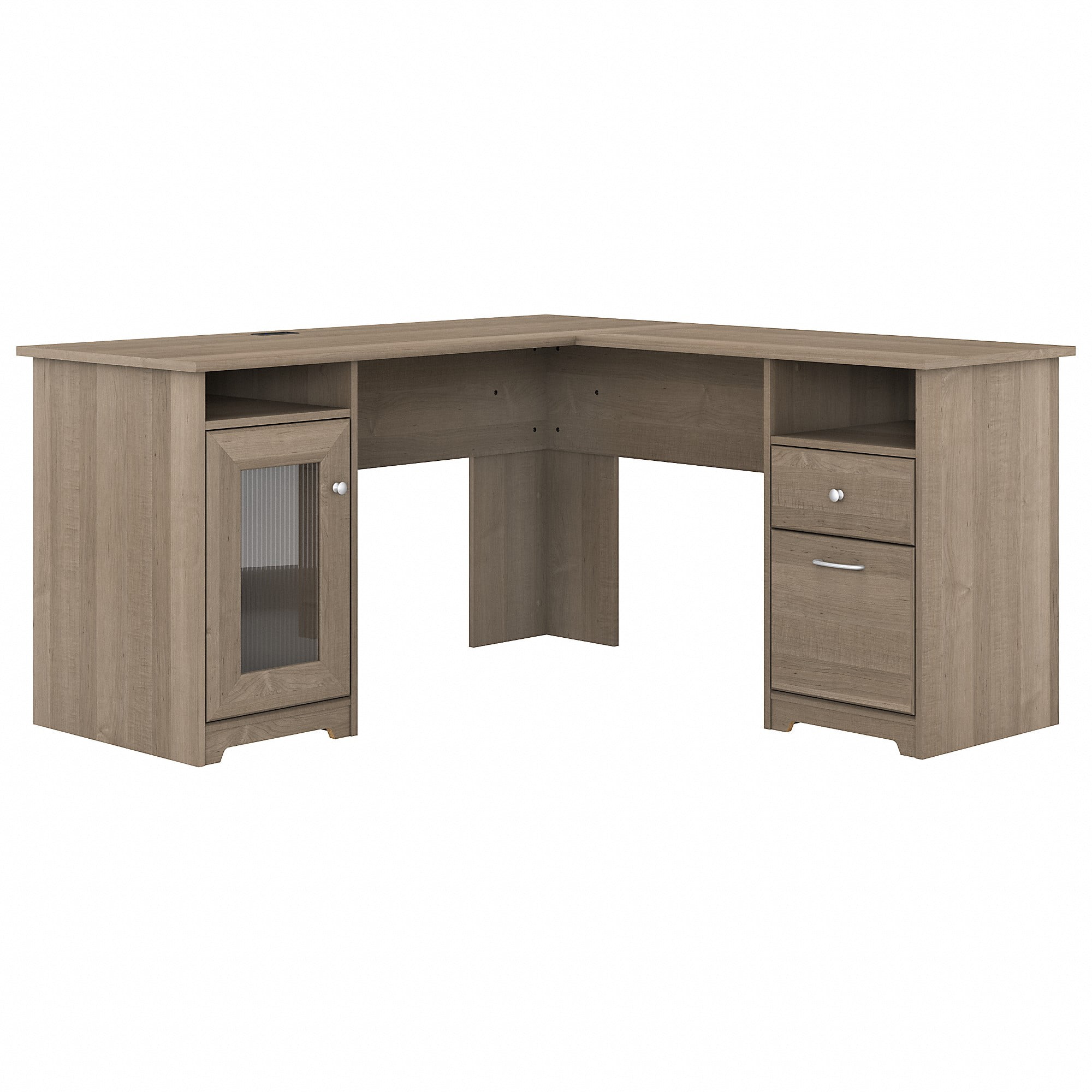 Bush Furniture Cabot 60" L Shaped Desk with Storage, Ash Gray