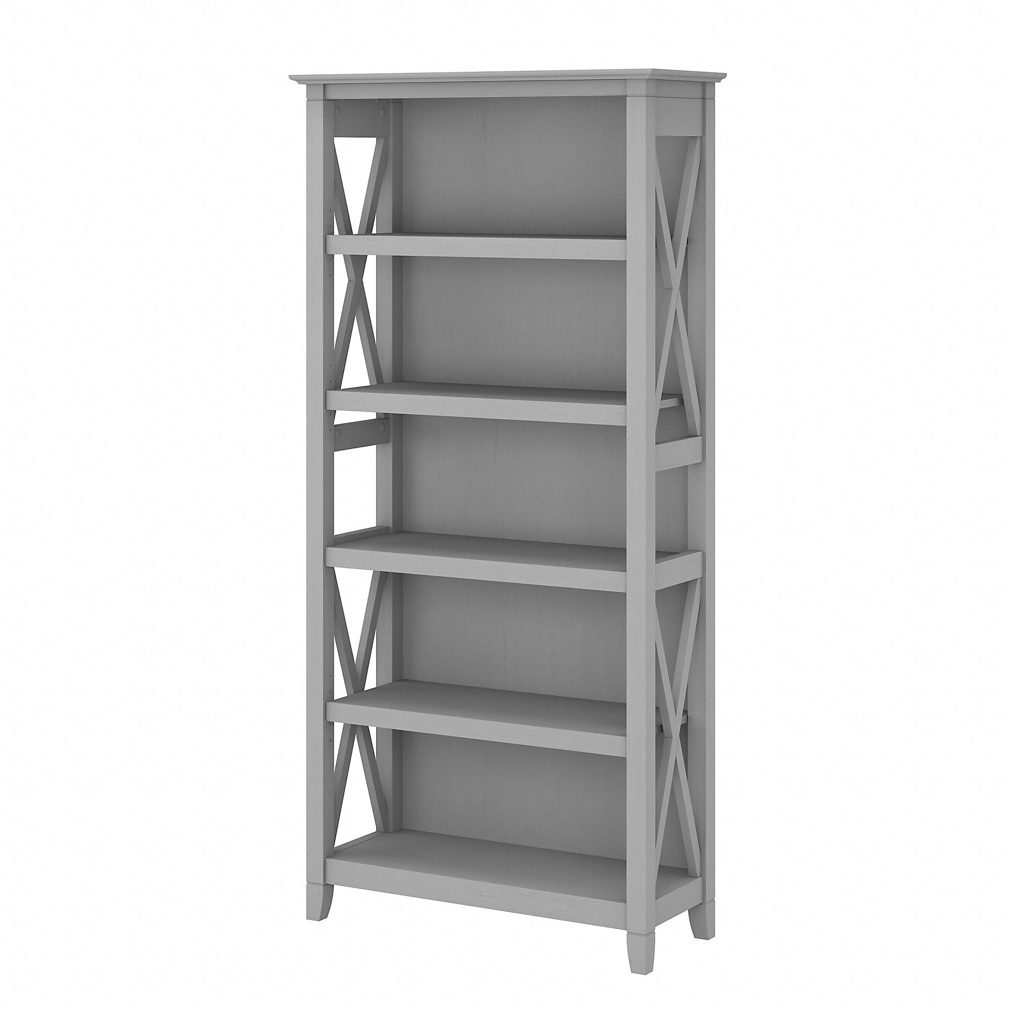 Bush Furniture Key West Tall 5 Shelf Bookcase, Cape Cod Gray