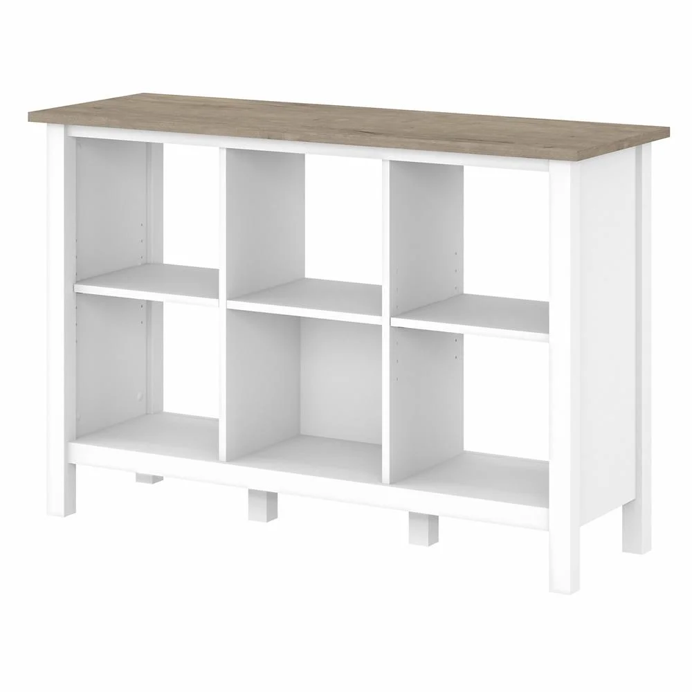 Bush Furniture Mayfield 6 Cube Bookcase in Shiplap Gray/White - Engineered Wood
