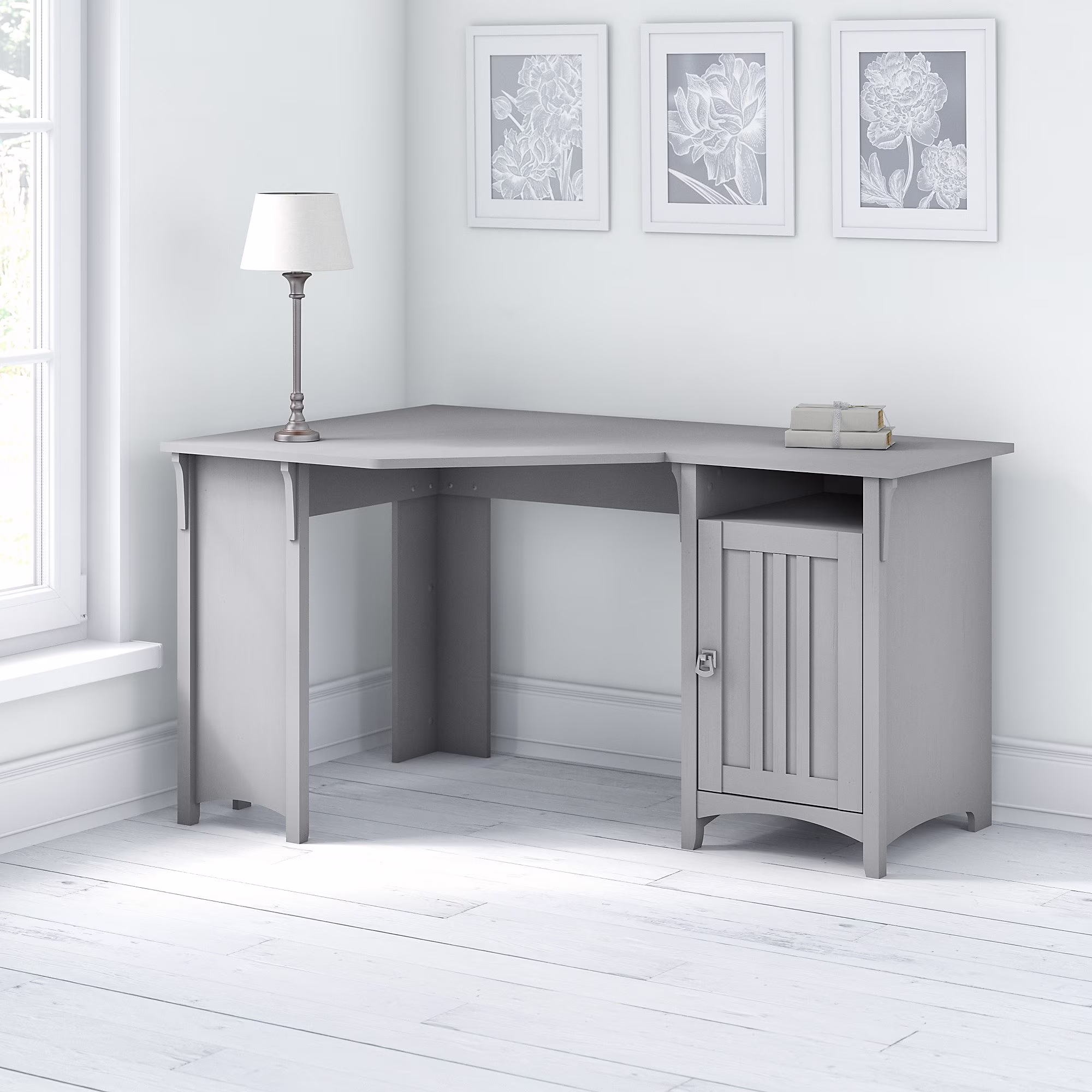 Bush Furniture Salinas 55” Corner Computer Desk, Cape Cod Gray
