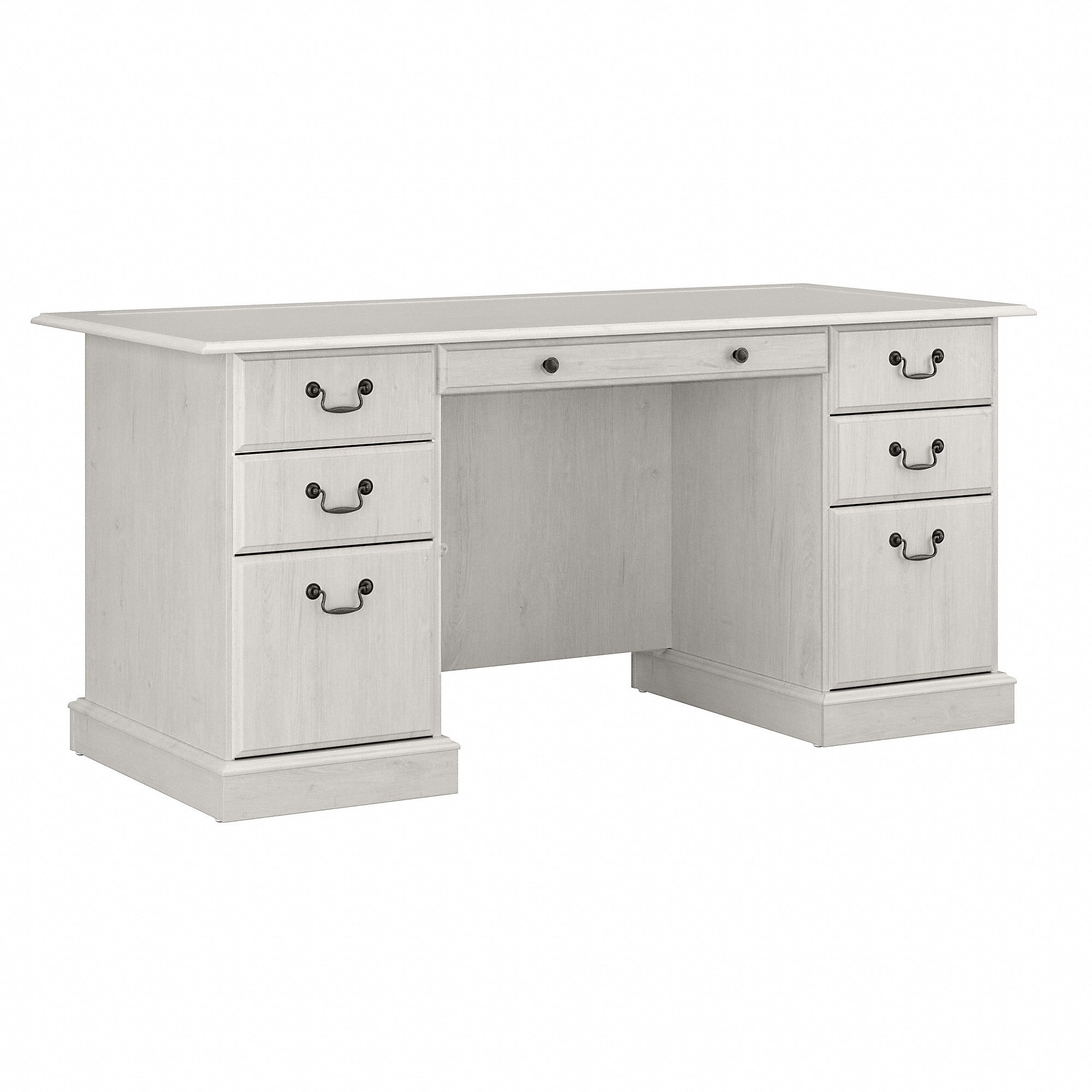 Bush Furniture Saratoga Executive Desk with Drawers, Off-White