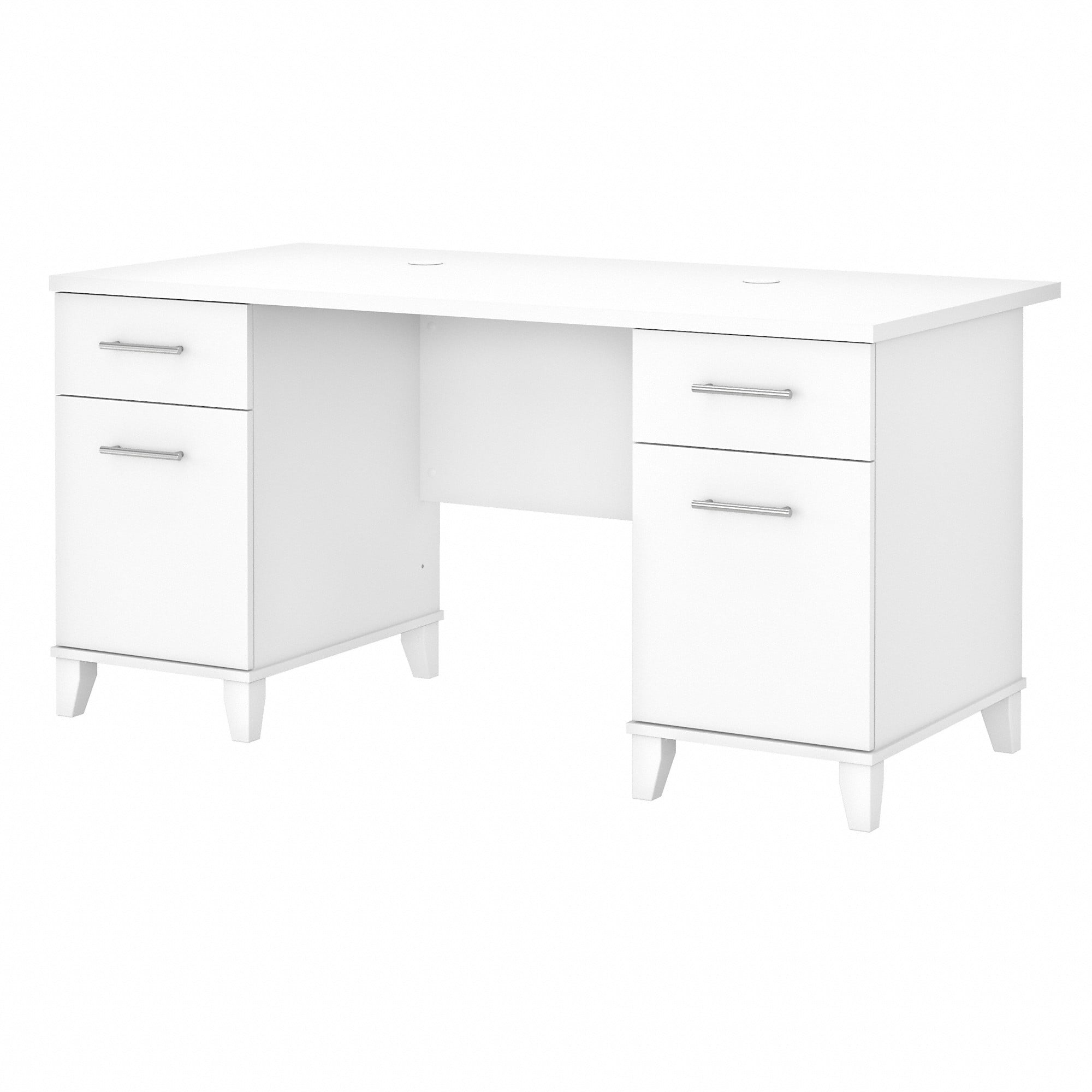 Bush Furniture Somerset 60" Double Pedestal Desk, White