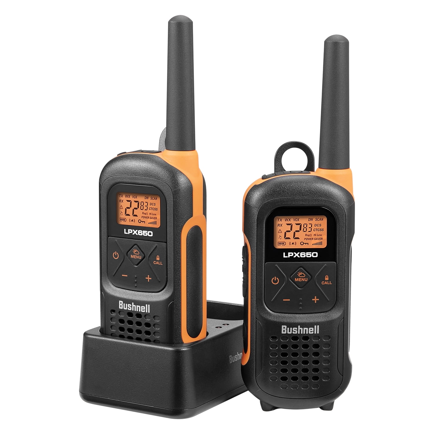 Bushnell LPX650 Adventure 2-Watt 70-Channel Floating FRS Walkie-Talkie Pair, Black and Orange, LPX650
