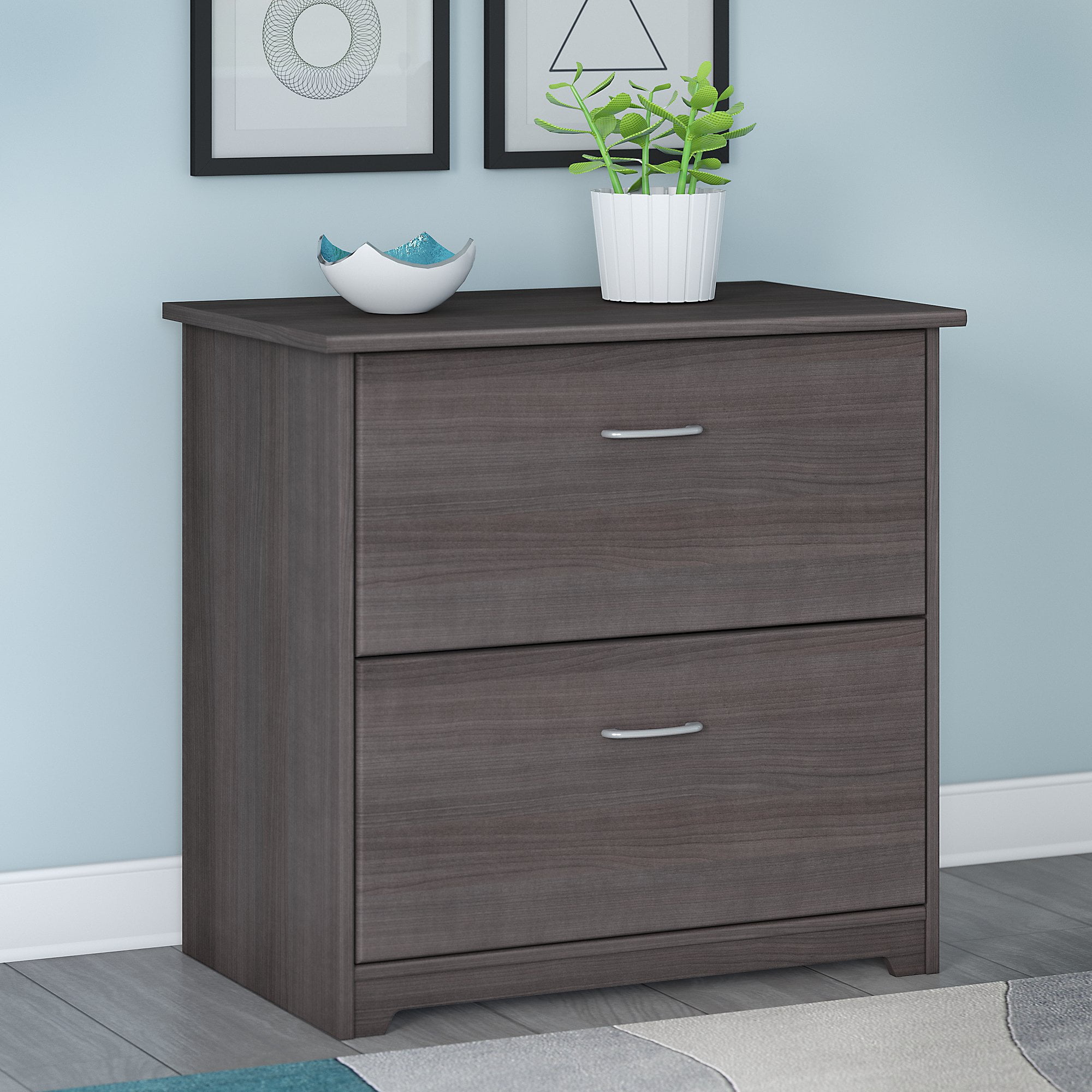 Cabot Modern 2 Drawer Lateral File Cabinet in Heather Gray