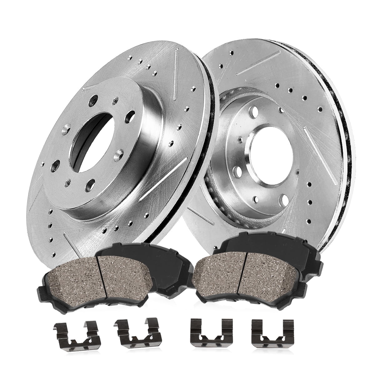Callahan Brake Parts Brake Kit for Scion xA 2004-2006, Scion xB 2004-2006 Front Drilled and Slotted Brake Rotors with Ceramic Brake Pads EBYK014647