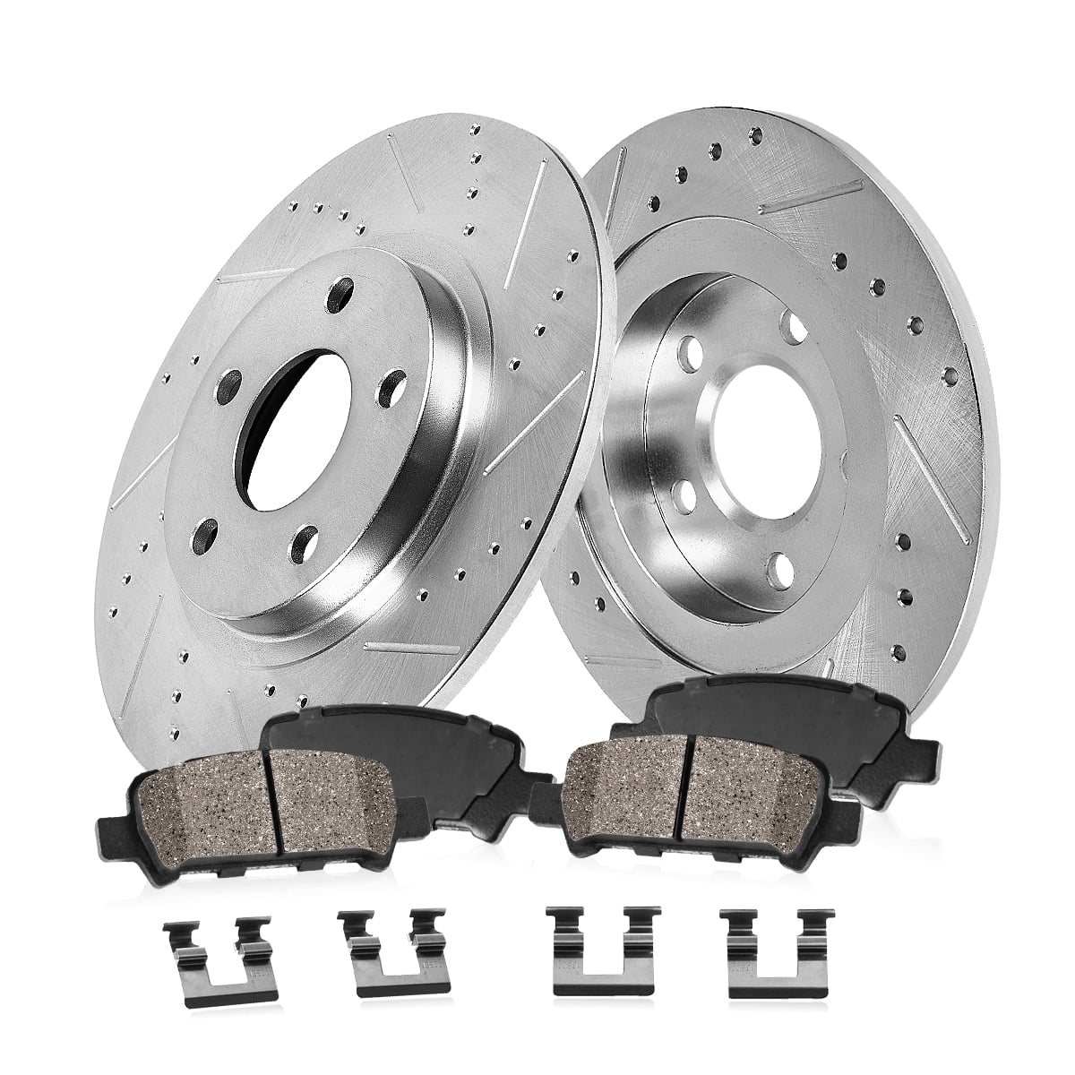 Callahan Brake Parts Brake Kit for Hyundai Sonata 2016-2019, Kia Optima 2016-2020 Rear Drilled and Slotted Brake Rotors with Ceramic Brake Pads EBYK044696