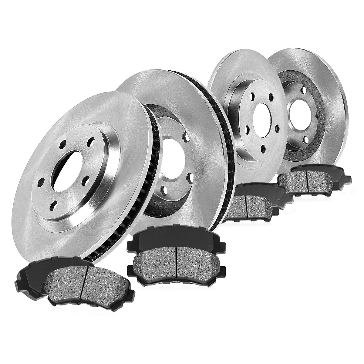 Callahan Brake Parts Brake Kit for Jeep Wrangler 2007-2017, Jeep Wrangler JK 2018 Front and Rear Replacement Brake Rotors with Metallic Brake Pads EBYK011435