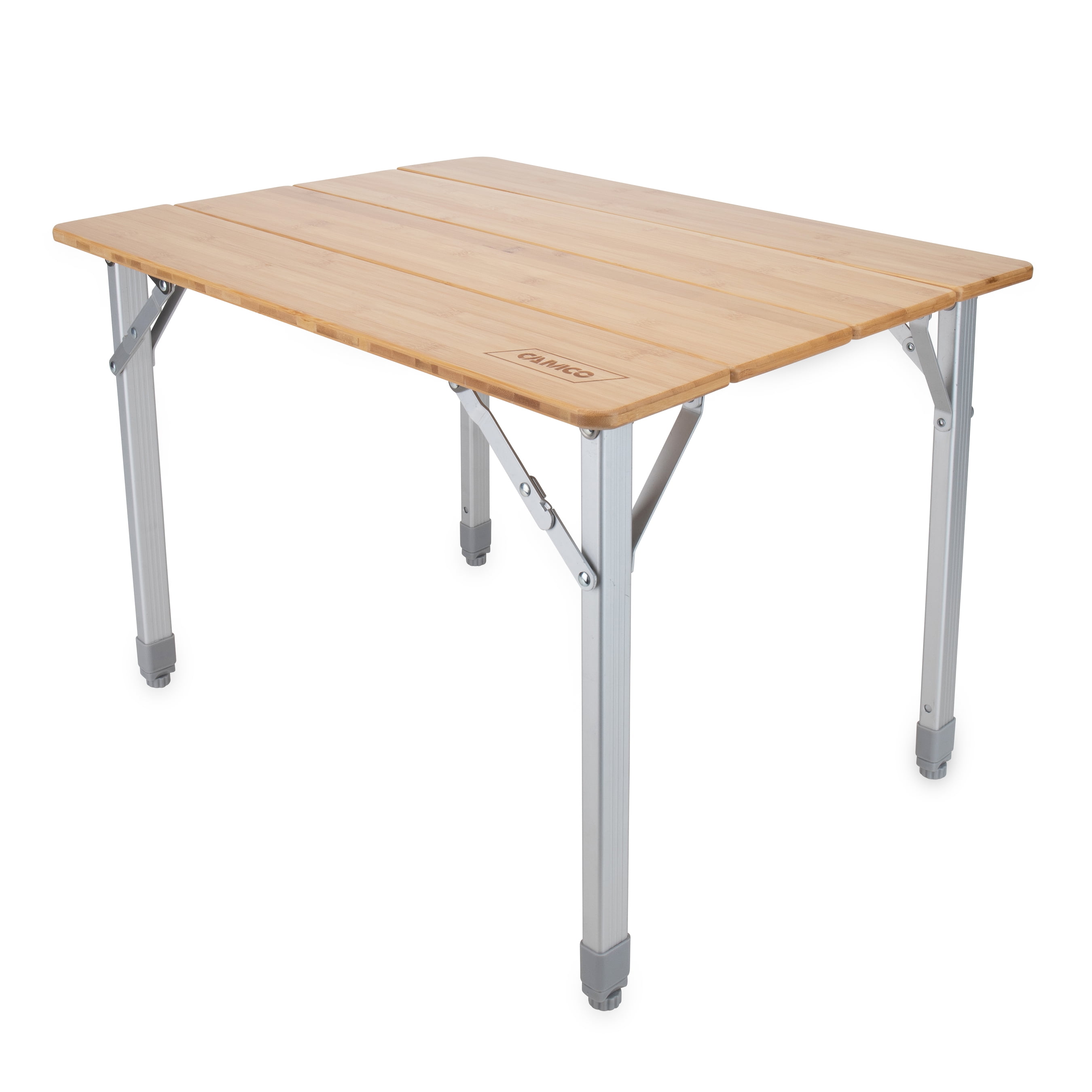 Camco Folding Bamboo Table, 18" - 25.5" Tall, Aluminum Legs (51895)