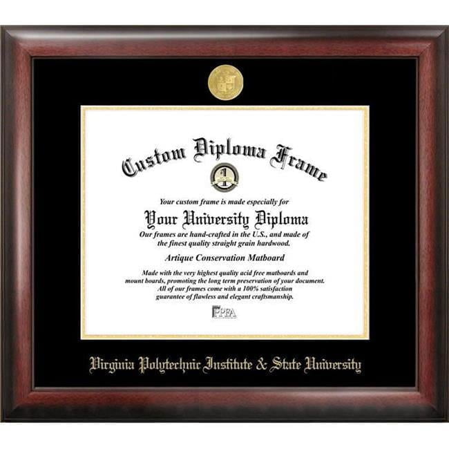 Campus Images VA999GED-155135 13.5 x 15.5 in. Virginia Tech Gold Embossed Diploma Satin Mahogany Frame