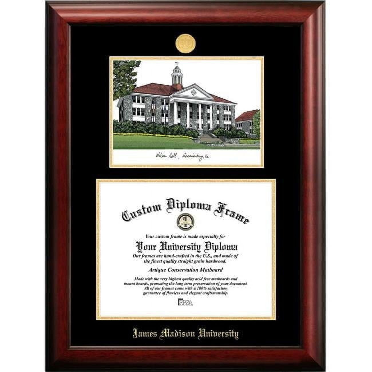 Campus Images VA994LGED-1612 12 x 16 in. James Madison University Gold Embossed Diploma Satin Mahogany Frame