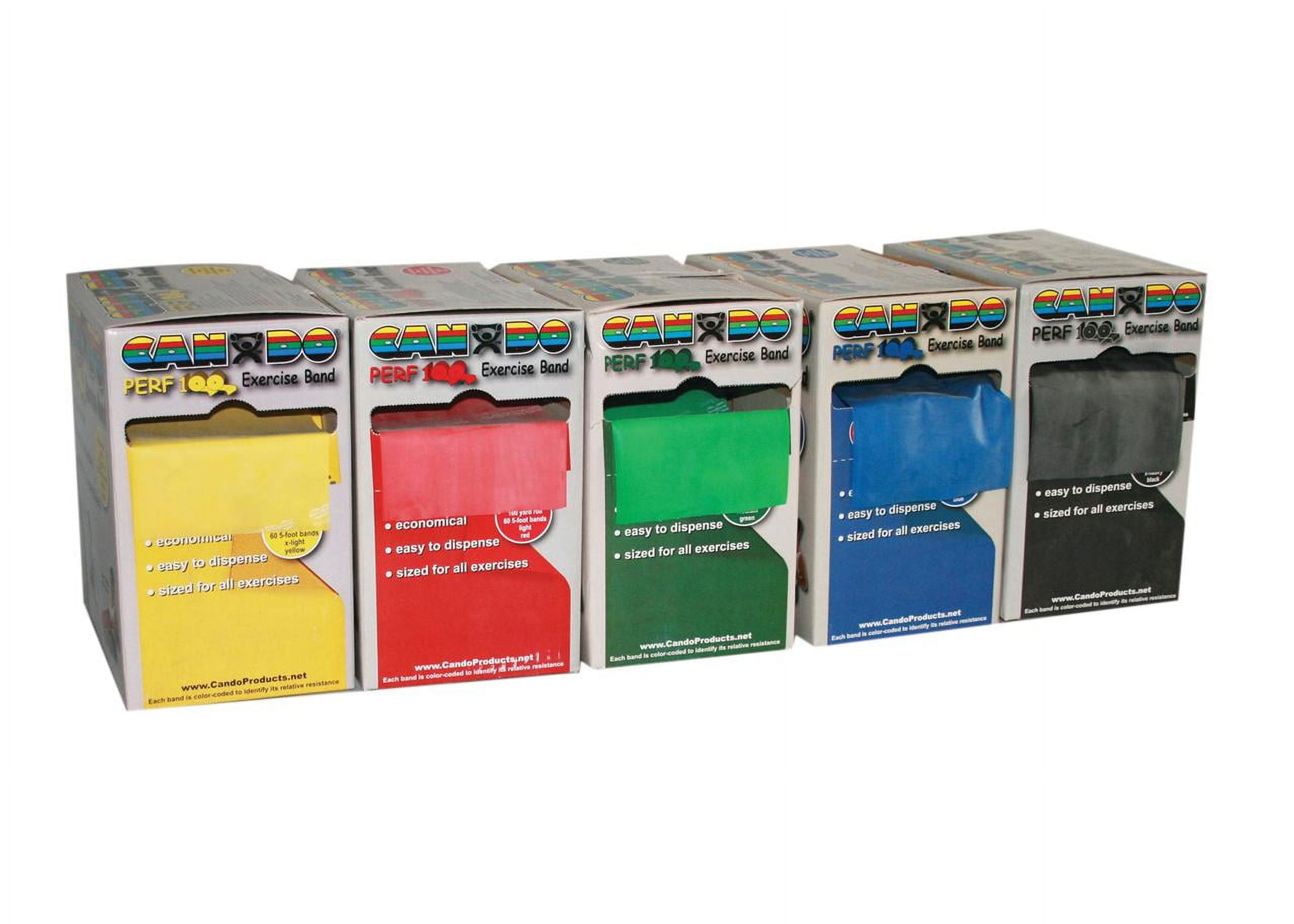 CanDo Perf-100 100 yard exercise band, 5 pc set (1 ea: yellow through black)