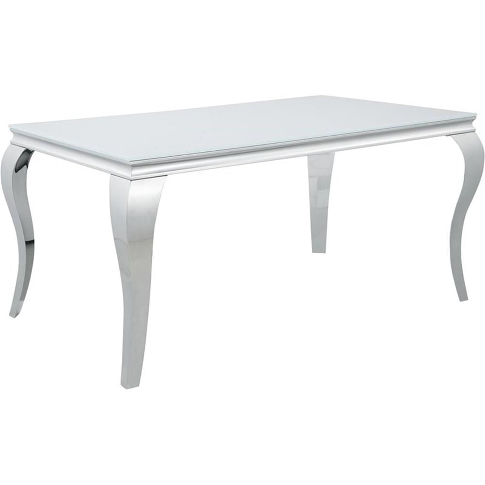 Carone Rectangular Glass Top Dining Table White and Chrome