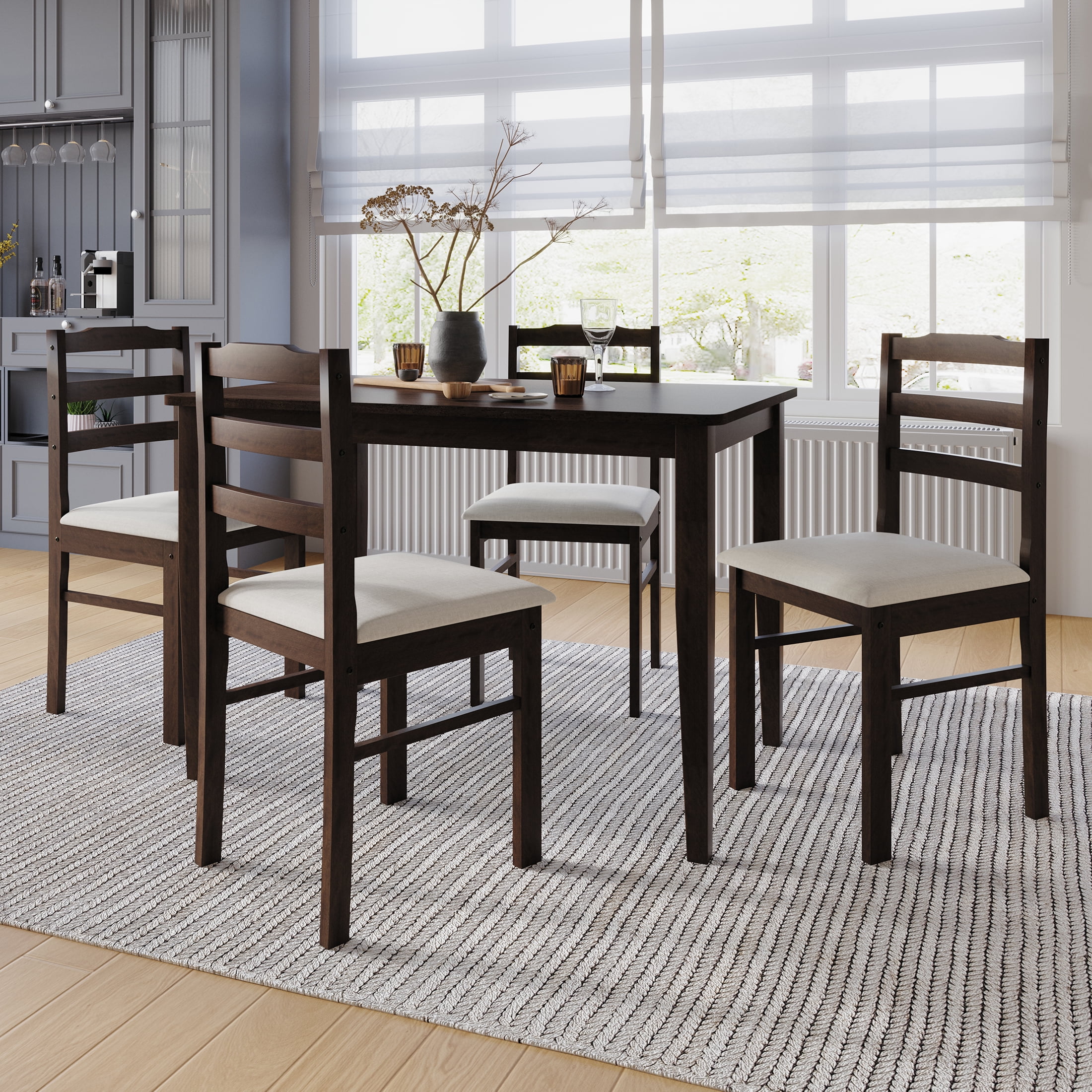 Castle Place Classic 5-Piece Wood Dining Table Set, HK Wenge