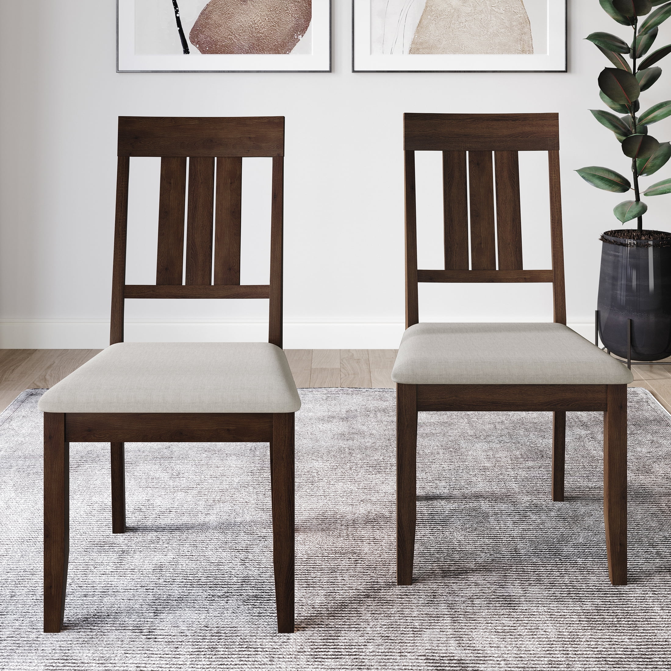 Castle Place Set of 2 Wooden Dining Chairs, Brown