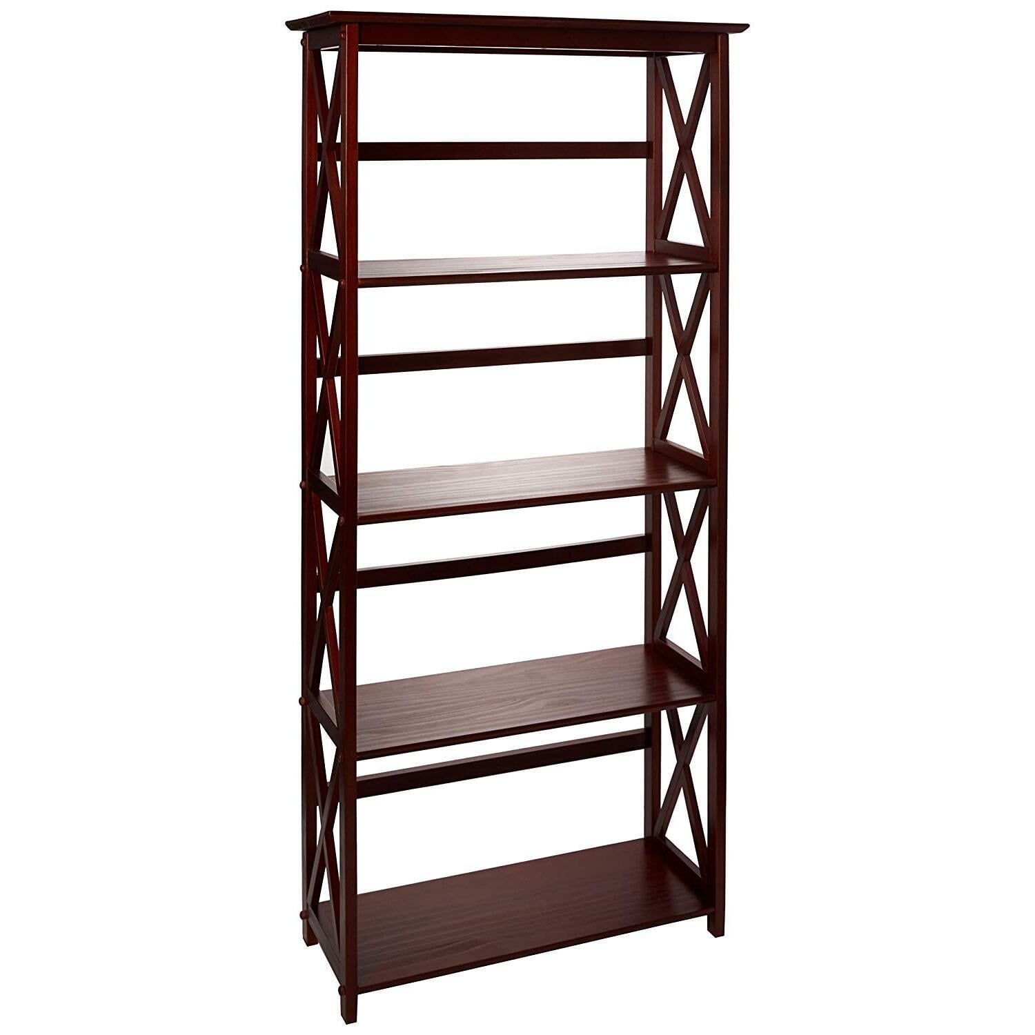 Casual Home Montego 5-Shelf Bookcase-Walnut