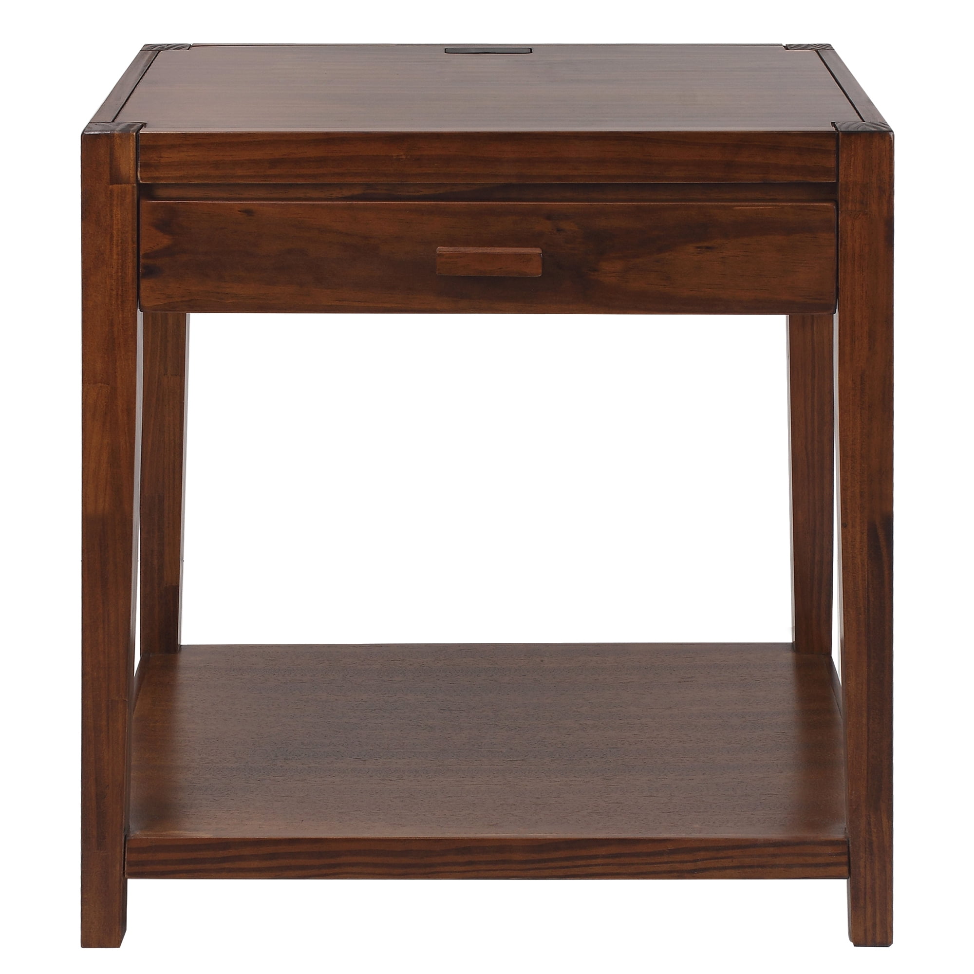 Casual Home Notre Dame Night Stand with USB Port-Warm Brown