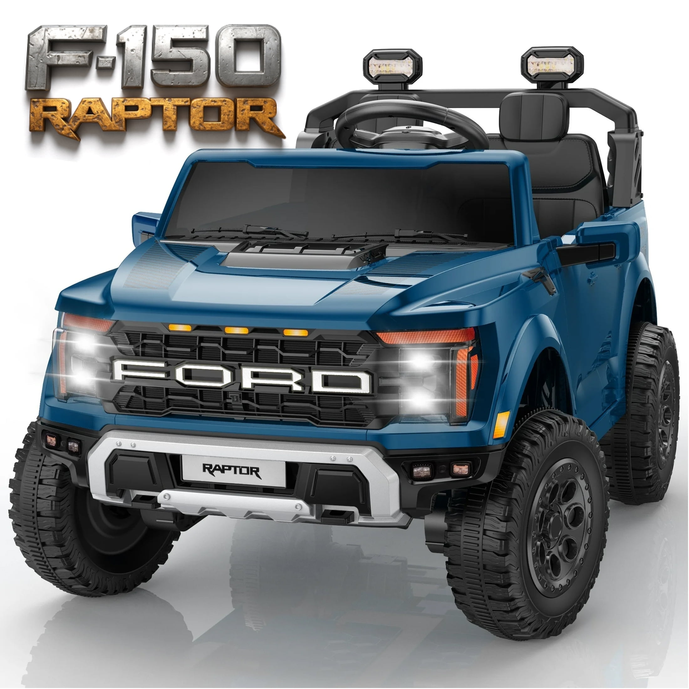 Ford F150 Raptor 24V Powered Ride on Cars for Kids, Extra large Real 2 Seater Ride on Toys with Remote Control, Bluetooth, LED, Truck Storage, Electric Vehicles Ride on Truck for Boys Girls Gifts