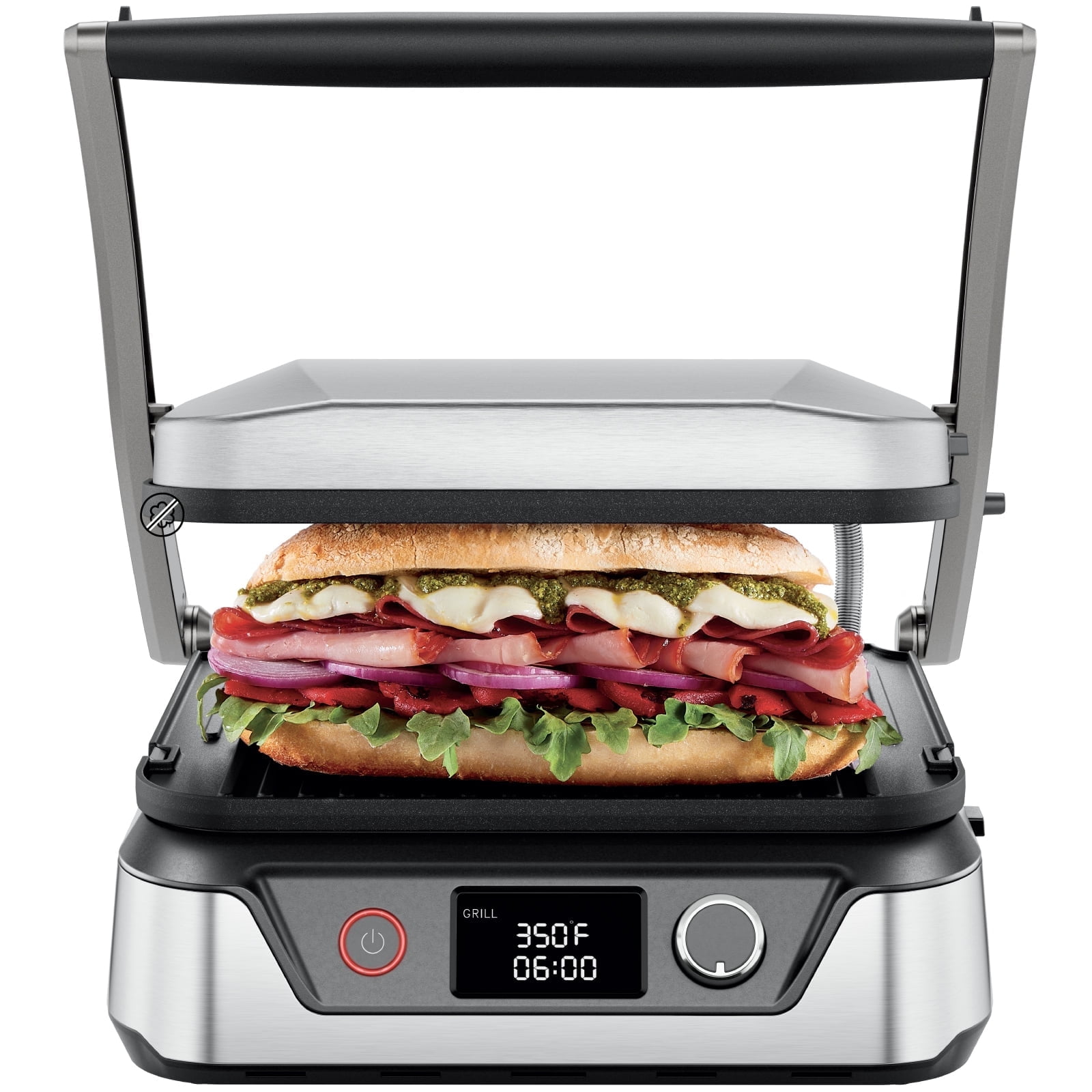 Chefman 5-in-1 Digital Panini Press Grill w/ Adjustable Temp, Opens Flat - Stainless Steel