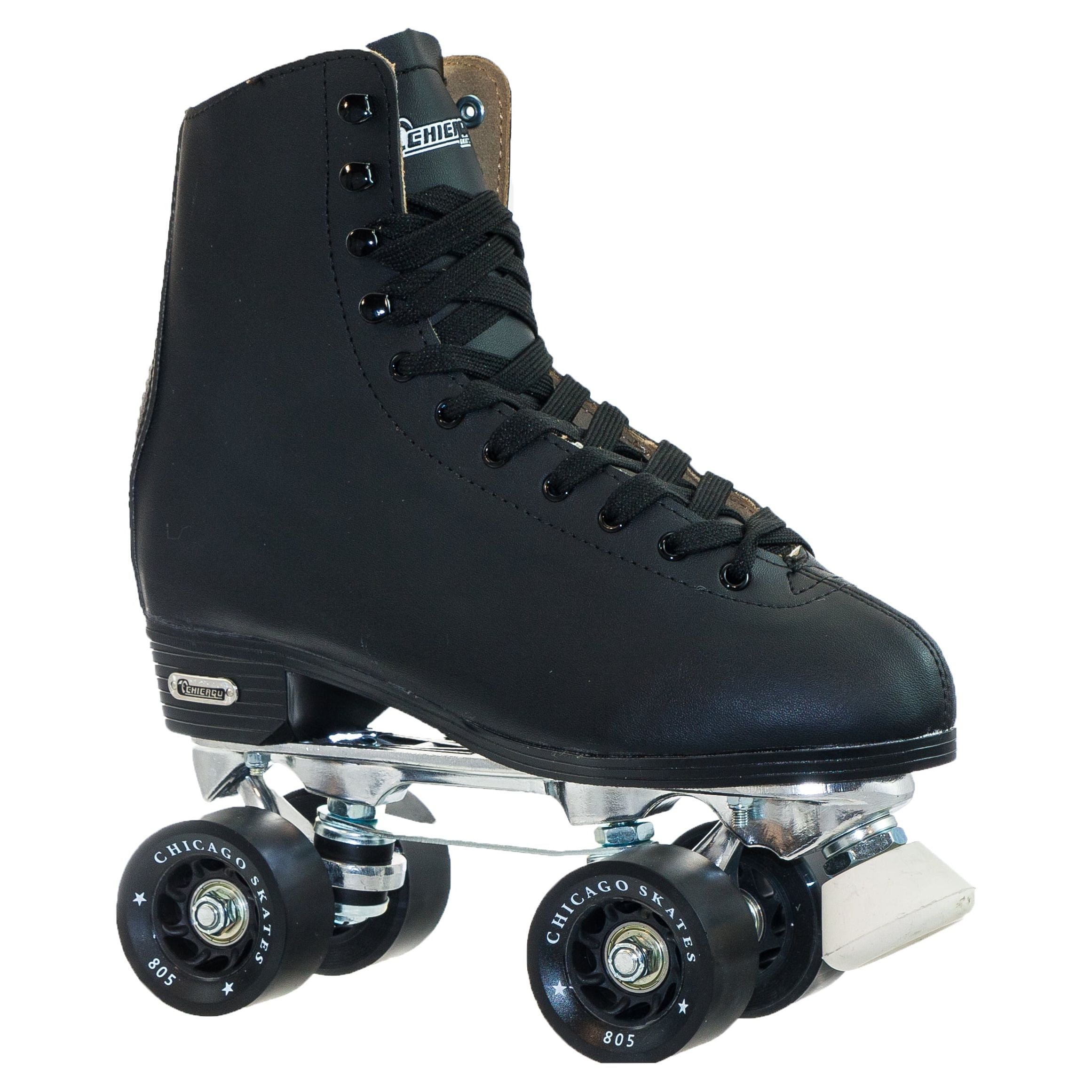 Chicago Skates Men's Deluxe Quad Roller Skates Black Classic Rink Skate, Sizes 5-13