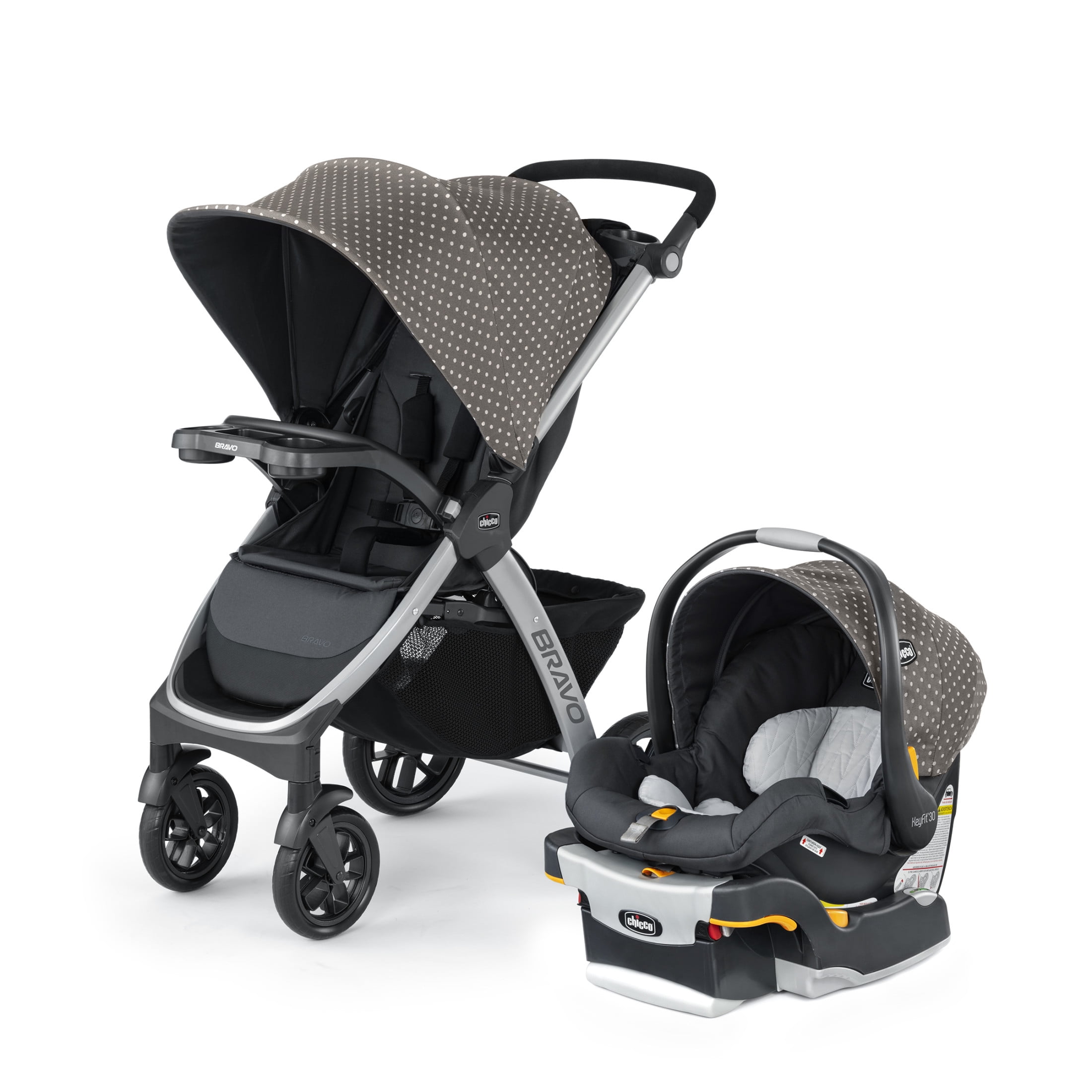 Chicco Bravo Trio Travel System Stroller with KeyFit 30 Infant Car Seat - Calla (Grey), New