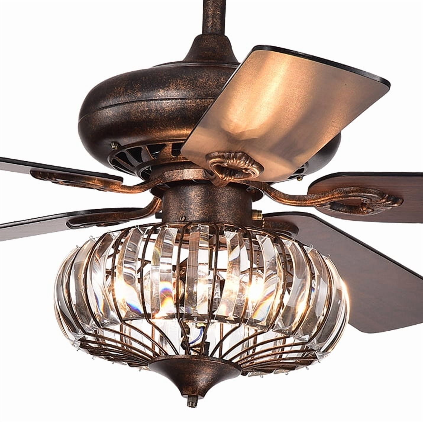 Chrysaor 3-Light Crystal 5-Blade 52-Inch Brown Ceiling Fan with Remote