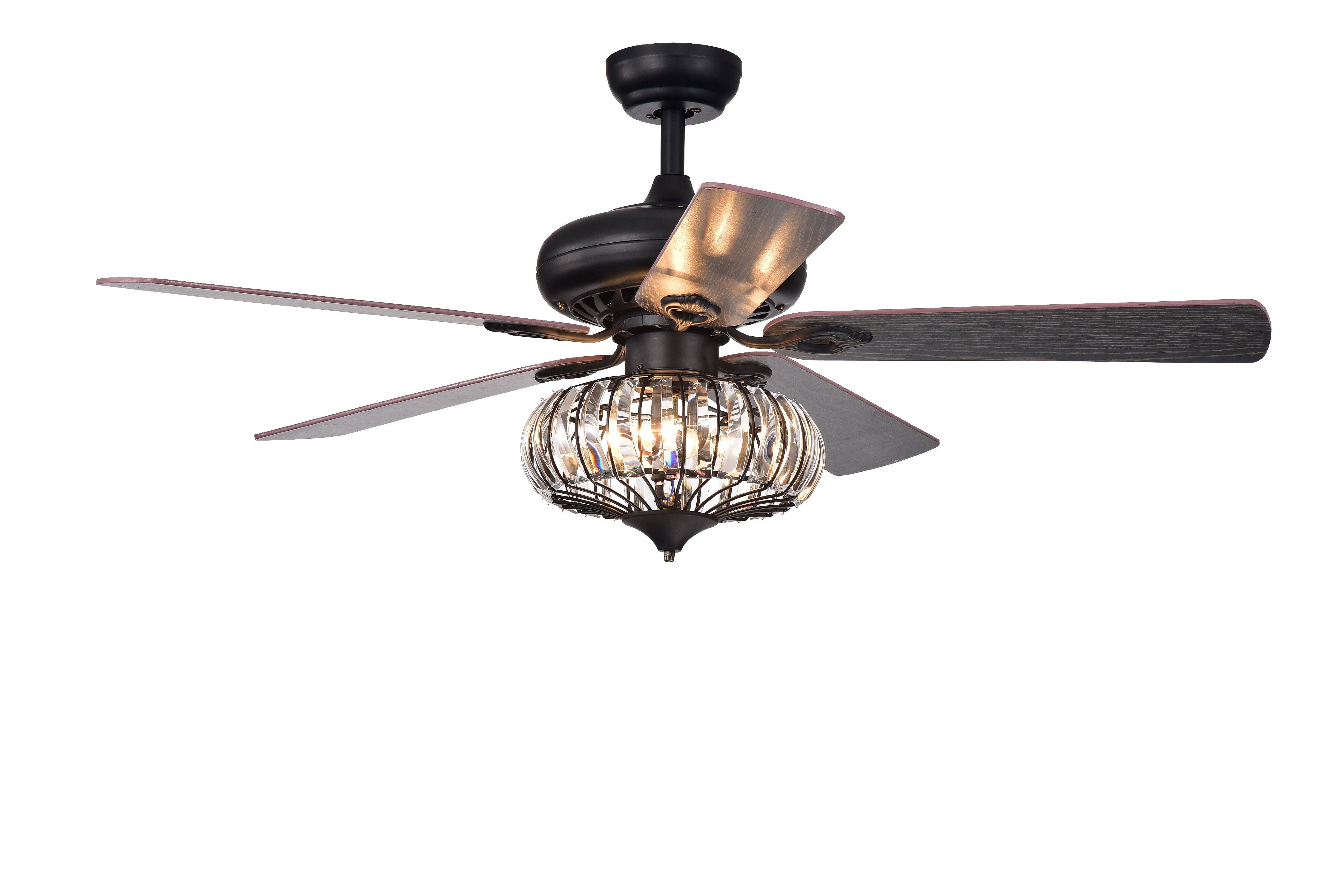 Chrysaor 3-Light Crystal 5-Blade 52-Inch Brown Ceiling Fan with Remote