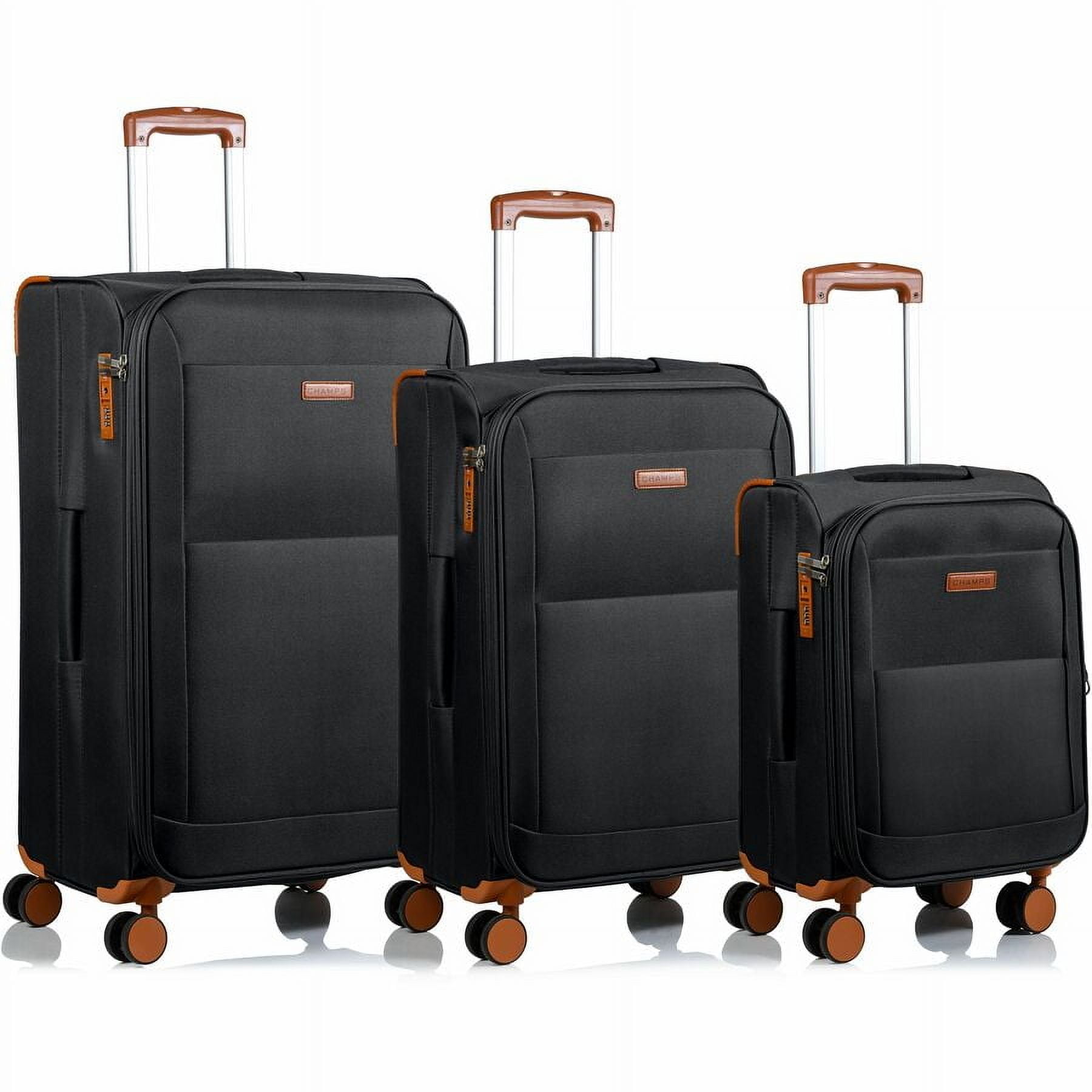 CHAMPS Classic Collection, 3-piece Softside Luggage set, Black