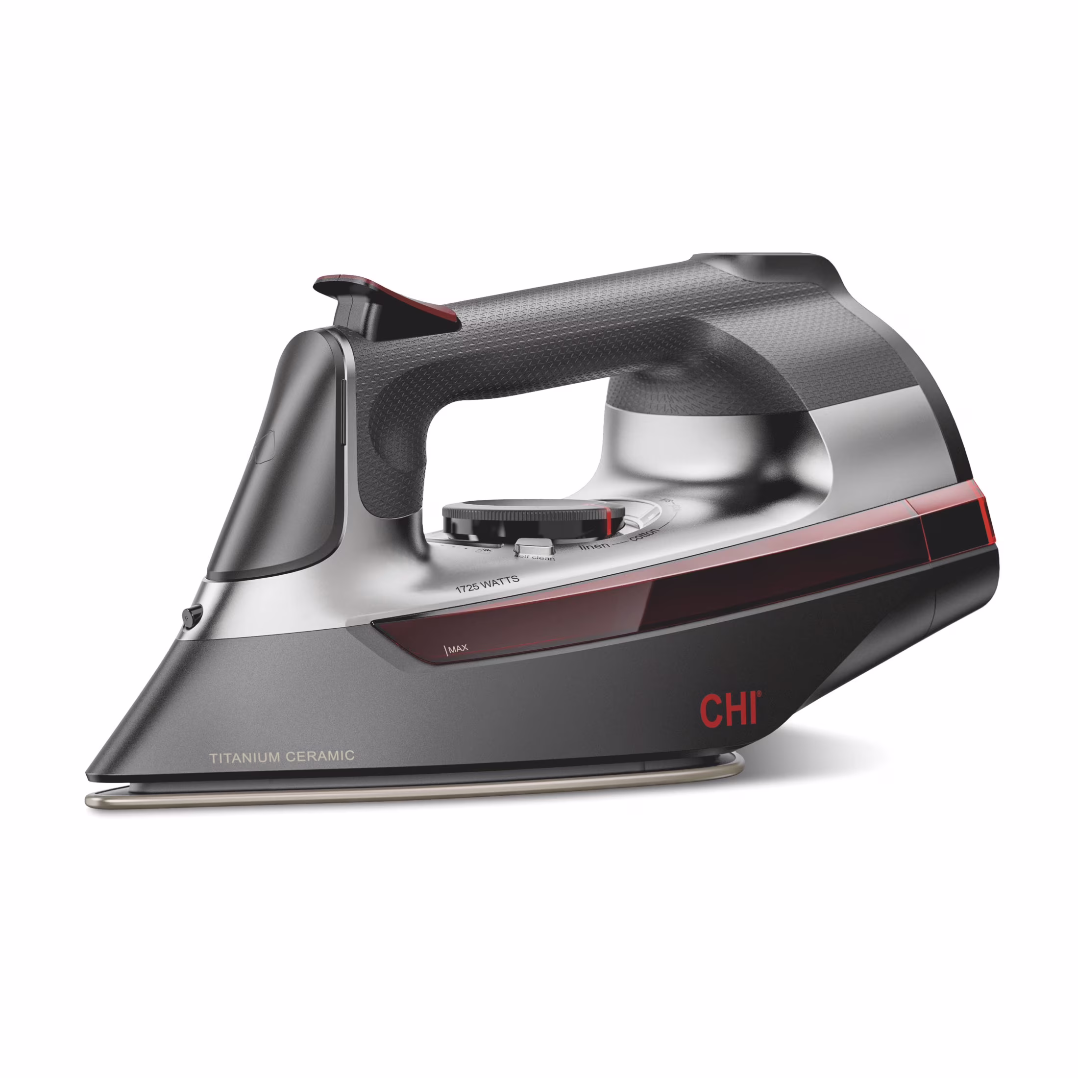 CHI 360 Precision Steam Iron for Clothes with Titanium-Infused Ceramic Soleplate & Retractable Cord, Black