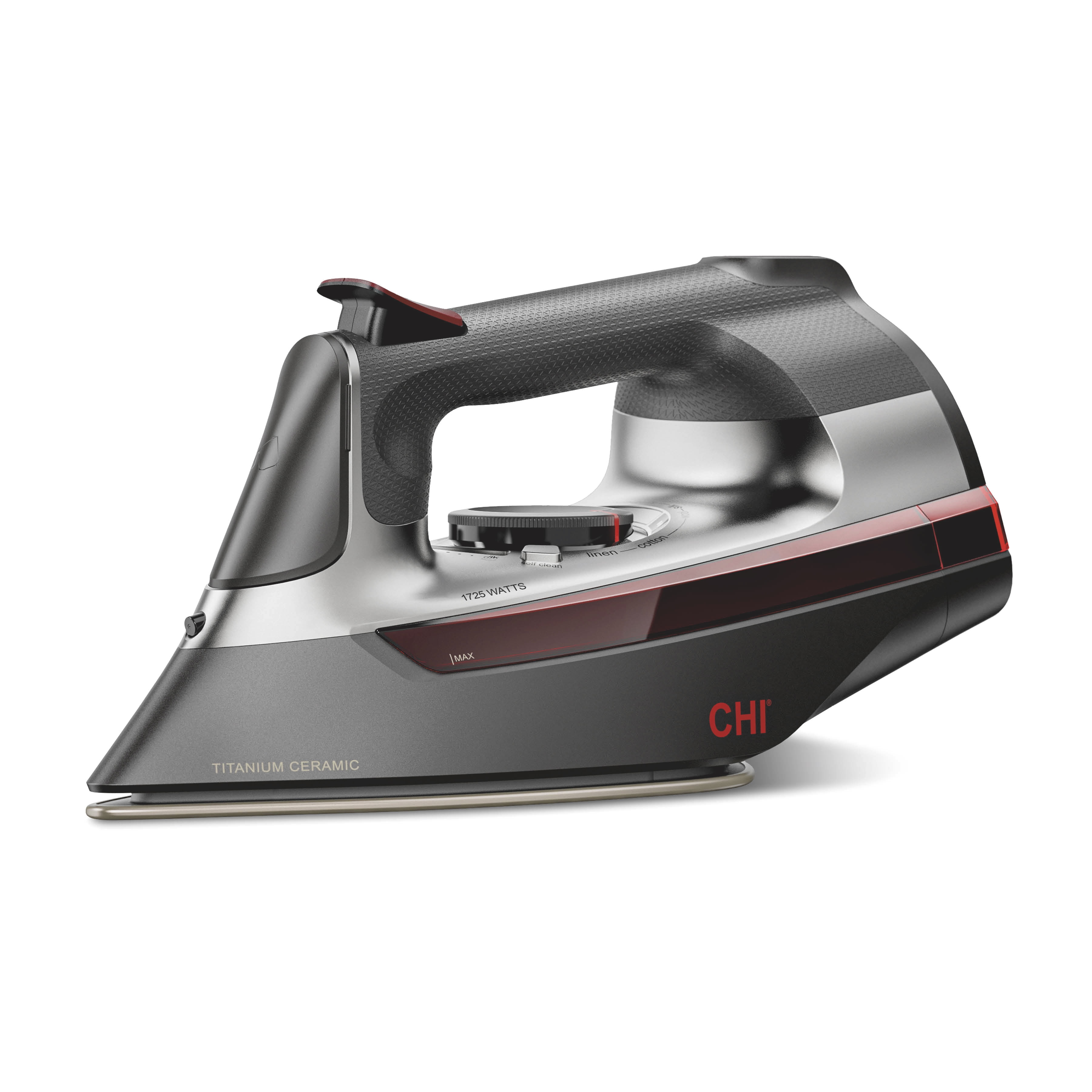 CHI 360 Precision Steam Iron for Clothes with Titanium-Infused Ceramic Soleplate & Retractable Cord, Black