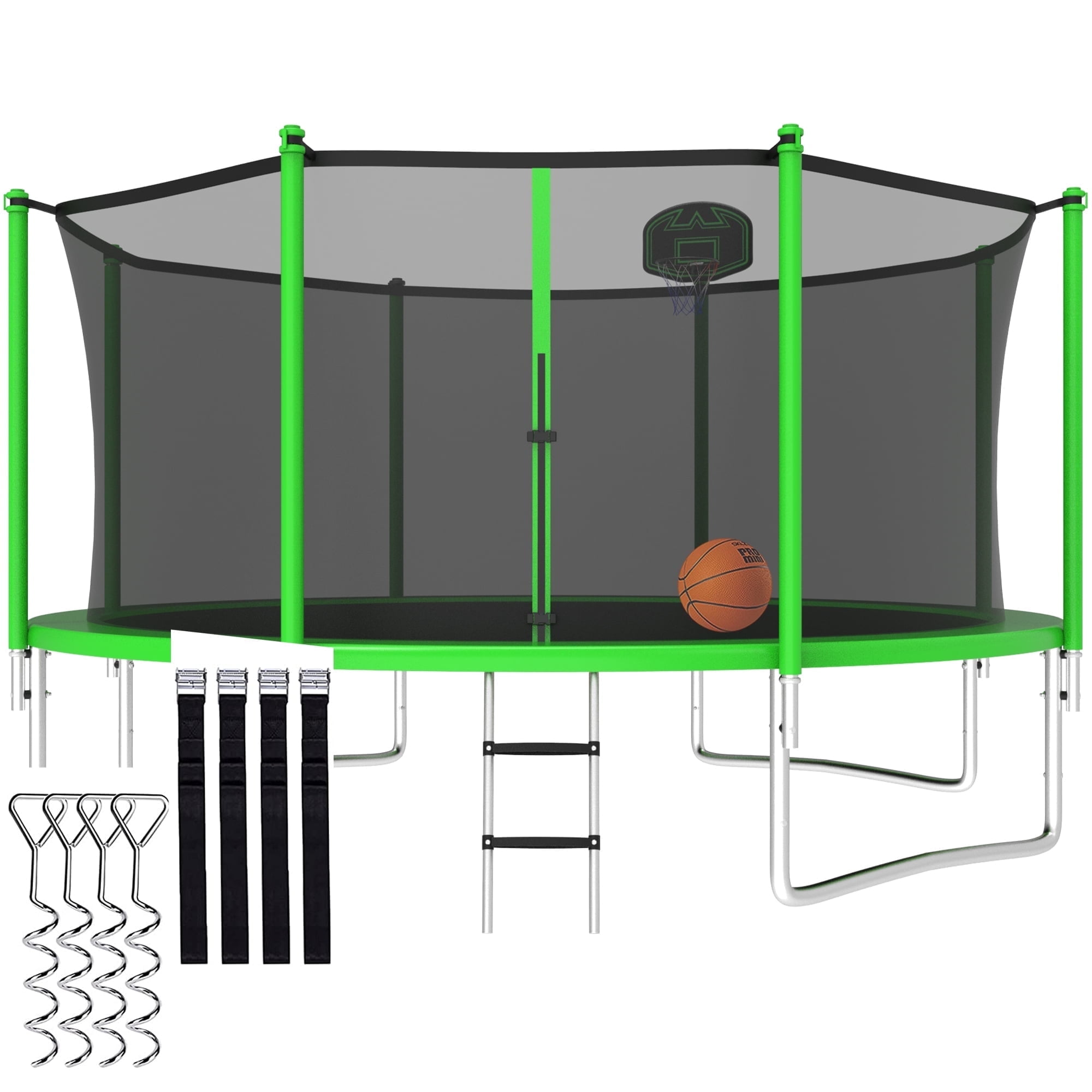 CITYLE Trampoline 12FT Trampoline for Adults and Kids, 1200LBS Outdoor Trampolines with Basketball Hoop and Enclosure Net, Heavy Duty Trampoline, Easy to Install & Last Long, Birthday Gift