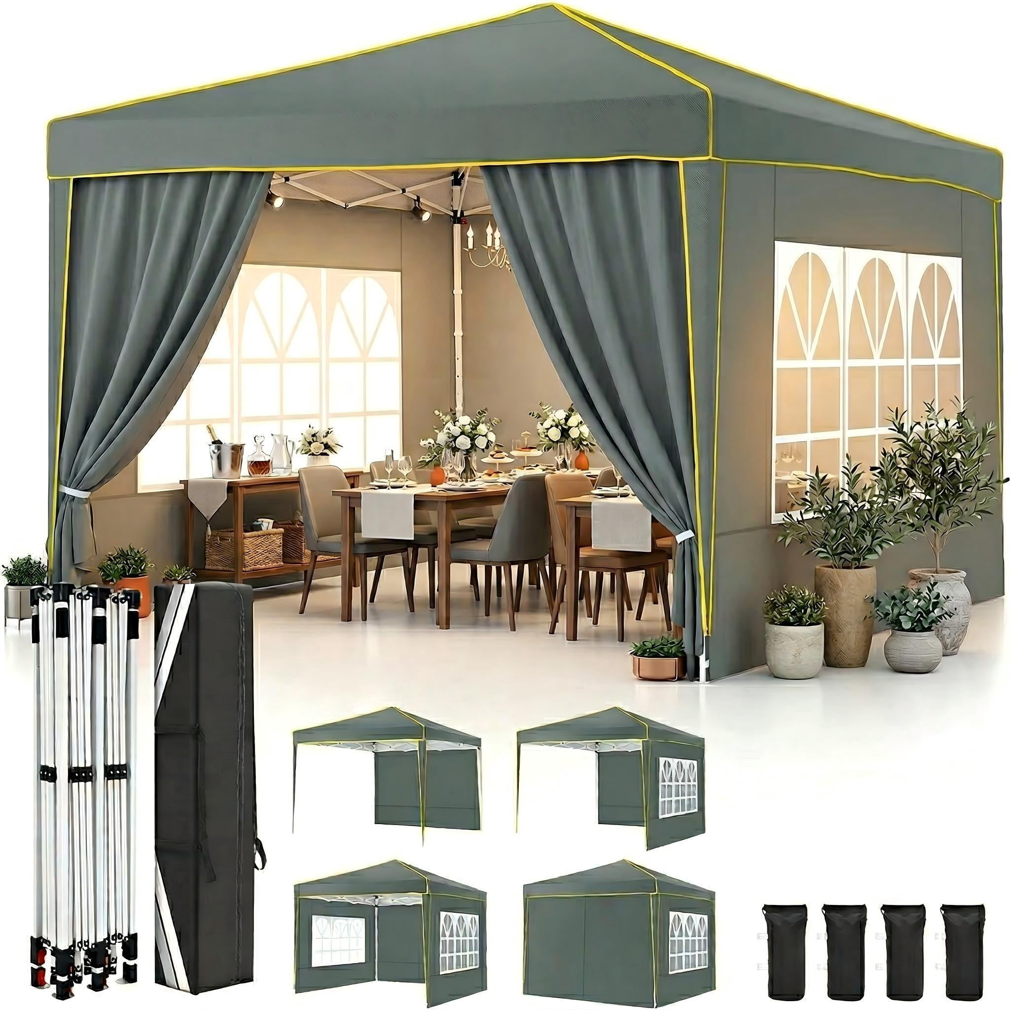 COBIZI 10x10 Pop up Canopy Tent Easy Pop up Tent Gazebo,Portable Ez up Canopy Suitable for Party Beach Camping Gathering Activities Waterproof &Upf 50+,Black