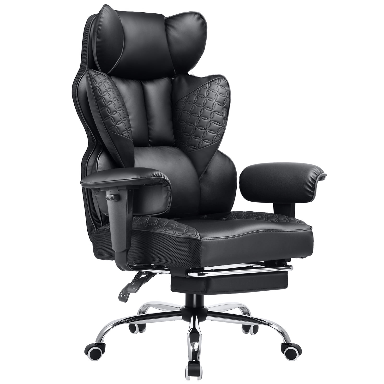 COMHOMA Big and Tall Office Gaming Chair with Adjustable Armrest and Back Support, Black