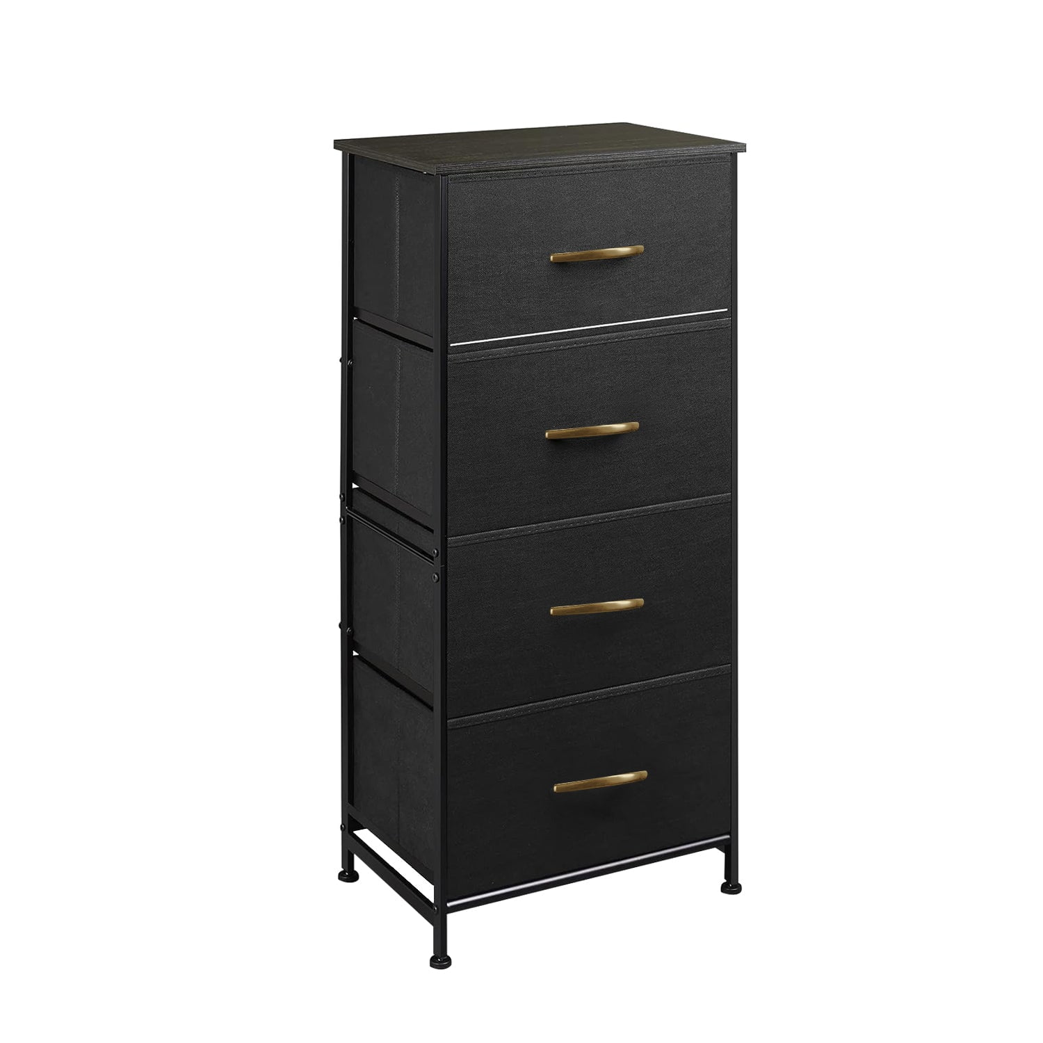 COMHOMA 4 Drawer, Dressers for Bedroom Furniture, Chest of Drawers, Fabric Drawer for Kids and Adults, Black