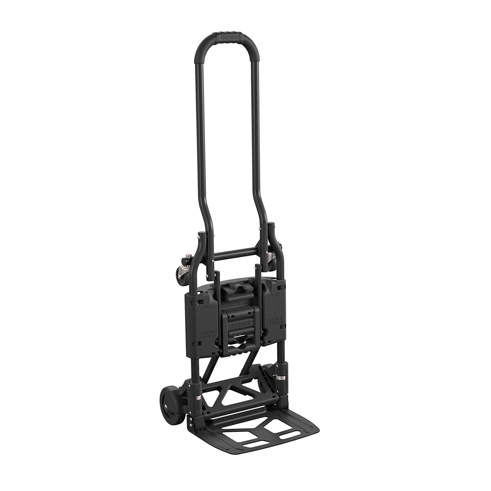 COSCO Shifter 2-in-1 Folding Hand Truck and Cart with Large Folding Toe Plate, 300 lb Capacity, Lightweight Steel Dolly, Black
