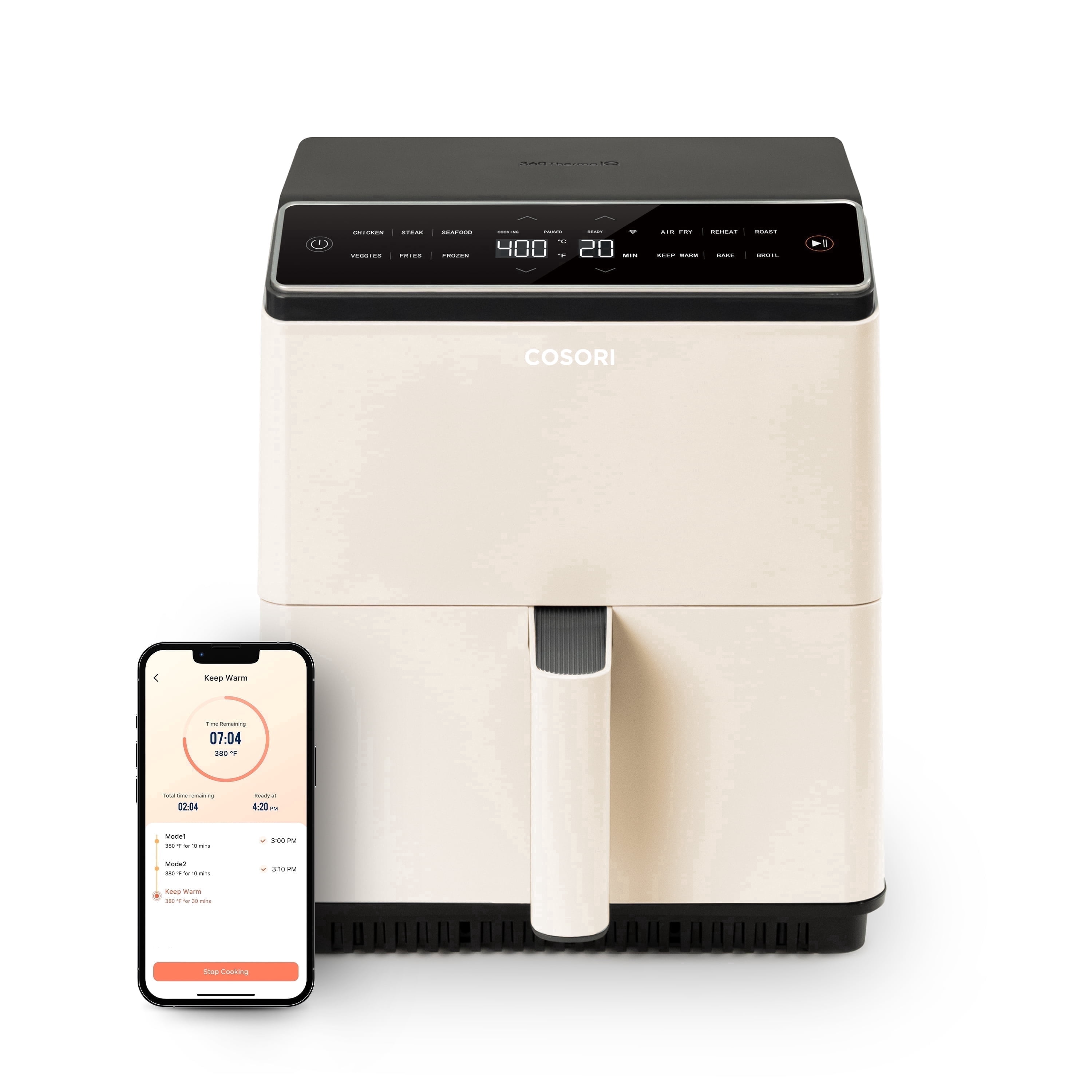 COSORI Dual Blaze 6.8qt Ceramic Coating Smart Air Fryer - Off White